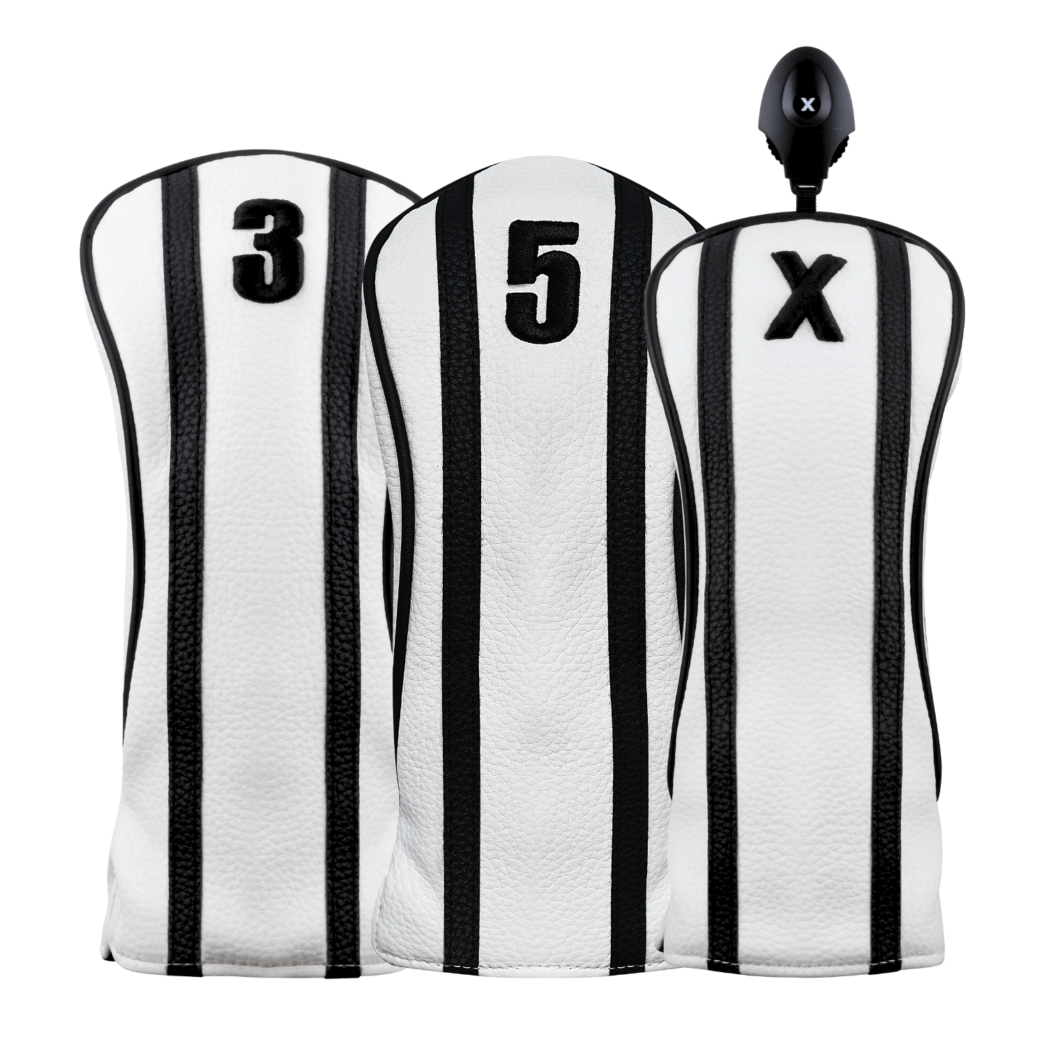 Majek Golf Clubs Premium Protective White & Black Head Covers