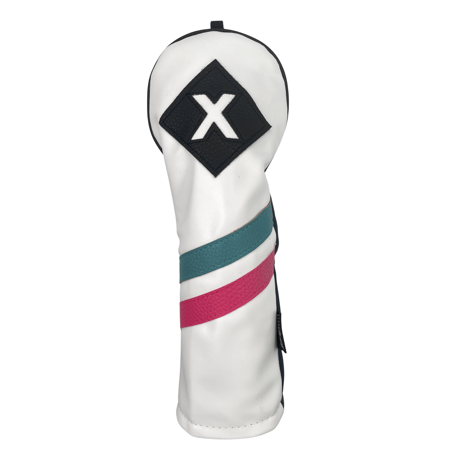 Majek Golf Vintage Headcovers White Seafoam Teal Pink Stripe Premium Retro Leather Style 1 3 5 X H Driver Fairway Hybrid Head Covers Fits 460cc Drivers & Modern Metal Woods