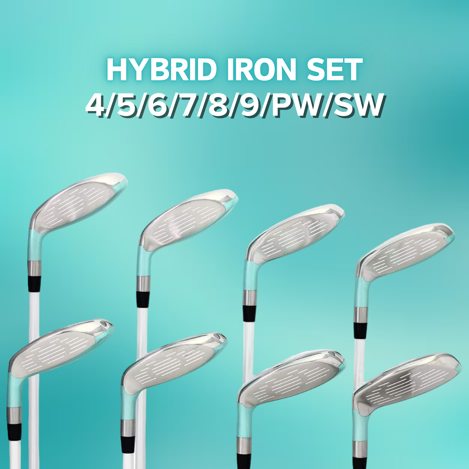Majek K5s Teal Ladies Golf Hybrids Irons Set Womens All True Hybrid Ultra Light Weight Forgiving Includes 4-SW
