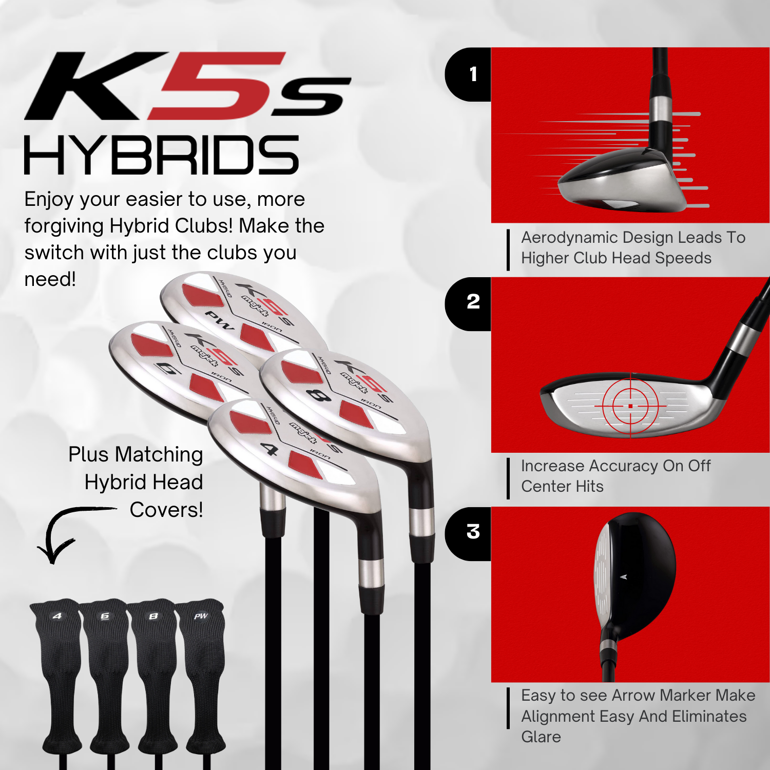 Majek Lady Standard Golf Package: 12.5 Driver + #3 Wood + 4,6,8,PW Hybrid Set + P-200 Blade Putter with Headcovers and Golf Bag