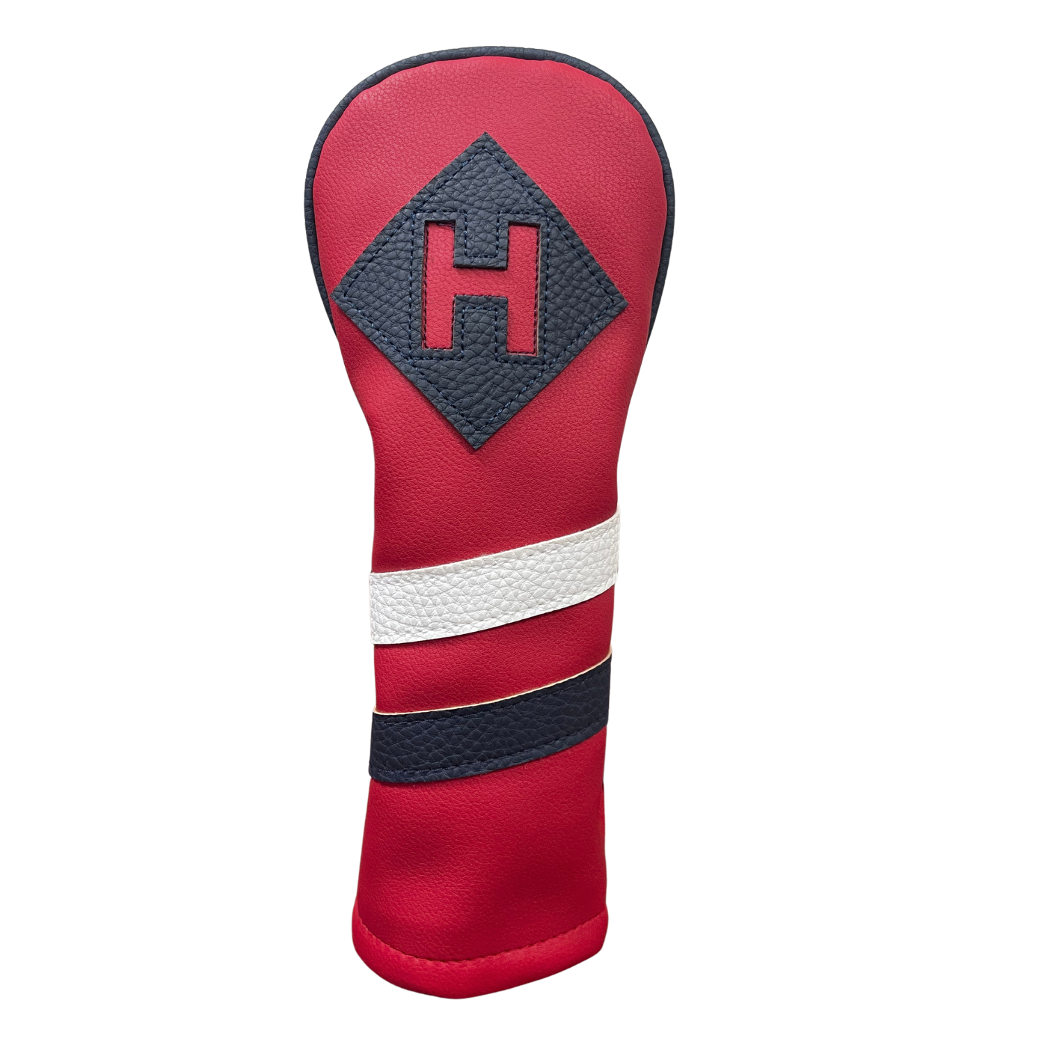 Majek Retro Golf Headcovers Red with White and Blue Stripe Vintage Leather Style 1 3 H Driver Fairway and Hybrid Head Covers Fits 460cc Drivers Classic Look