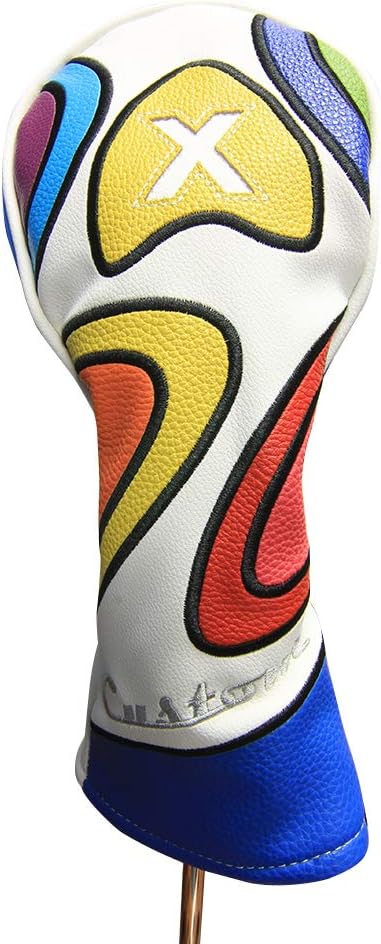 Majek Retro Golf Headcover Limited Edition Vintage Leather Style Psychedelic Colorful Groovy Custom Design #1 3 5 X H Driver Fairway Woods and Hybrid Head Cover