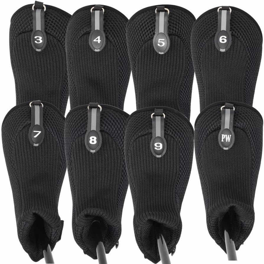 Black All Hybrid Headcover Sets Golf Club Covers Head Cover Neoprene Mesh Complete
