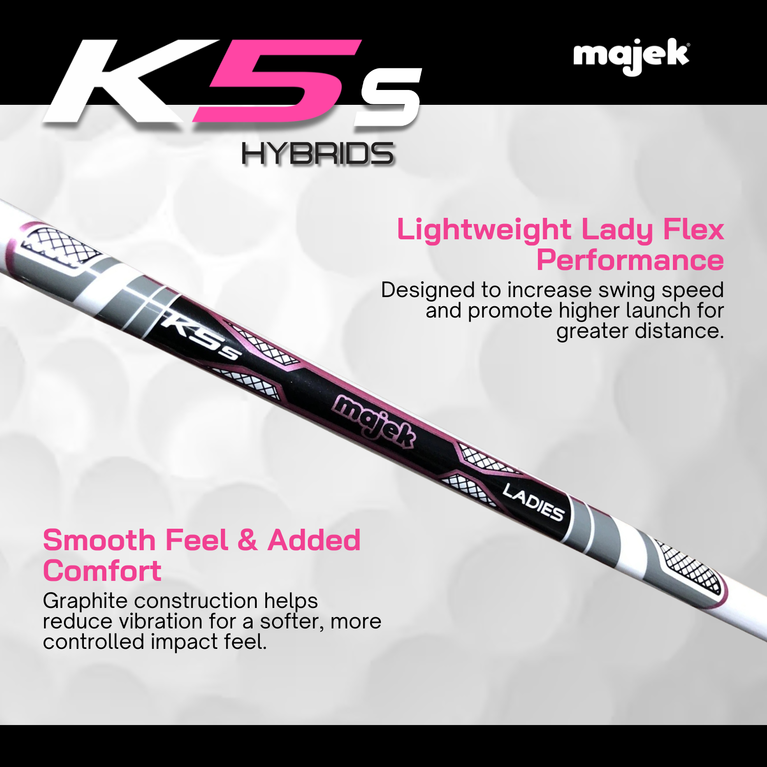 Majek K5s Pearl Ladies Golf Hybrids Irons Set Womens All True Hybrid Ultra Light Weight Forgiving Includes 4-SW