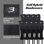 Majek All Hybrid Golf Club Black Sleek Tight Fit Headcover Set and Individual #3-SW Acrylic Head Covers
