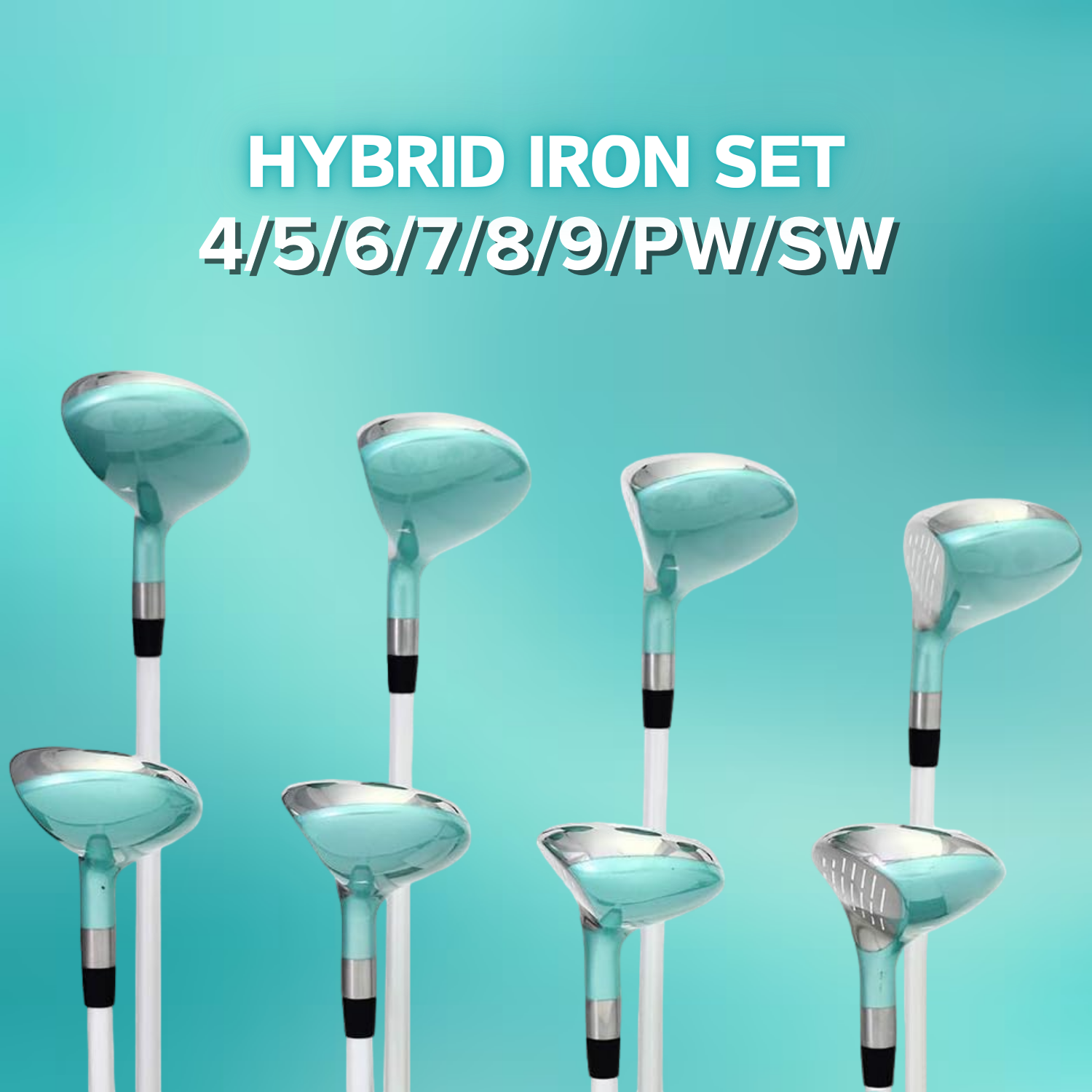 Majek K5s Teal Ladies Golf Hybrids Irons Set Womens All True Hybrid Ultra Light Weight Forgiving Includes 4-SW
