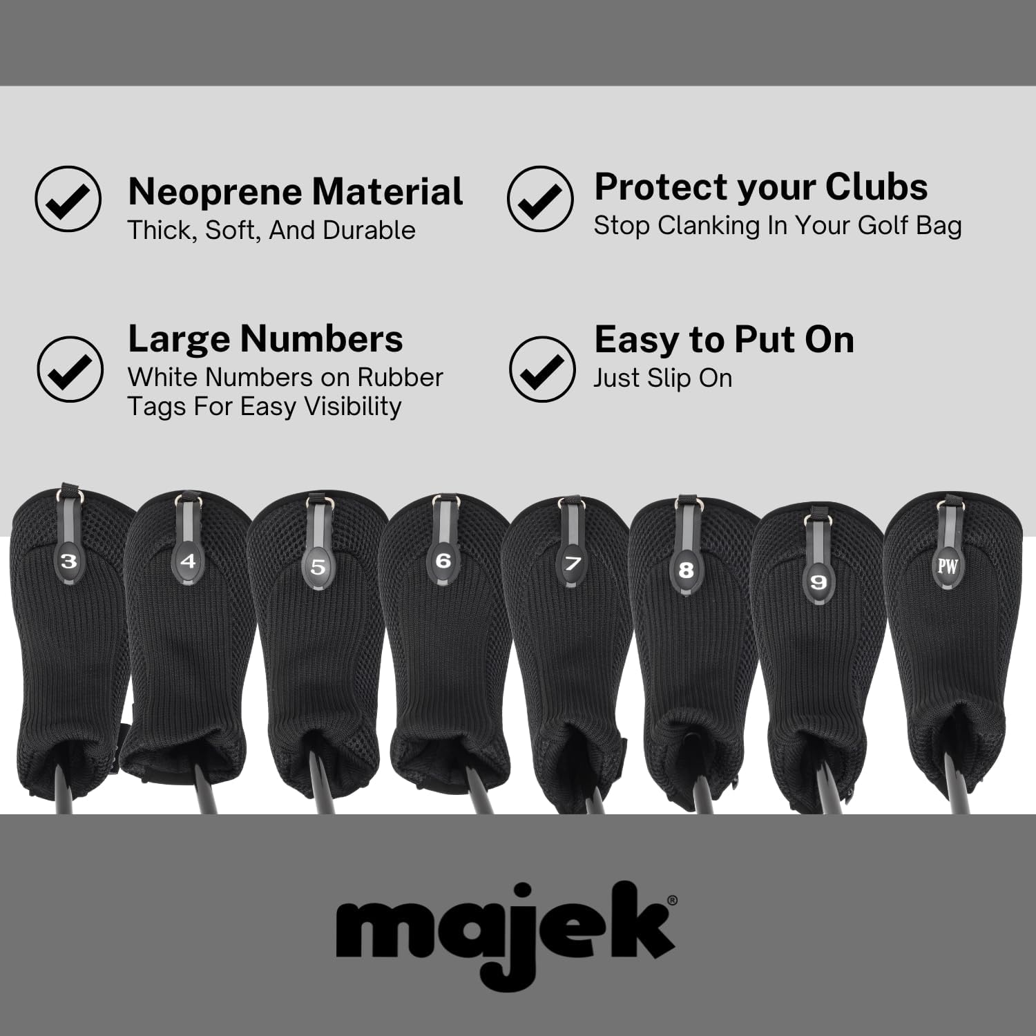 Black All Hybrid Headcover Sets Golf Club Covers Head Cover Neoprene Mesh Complete