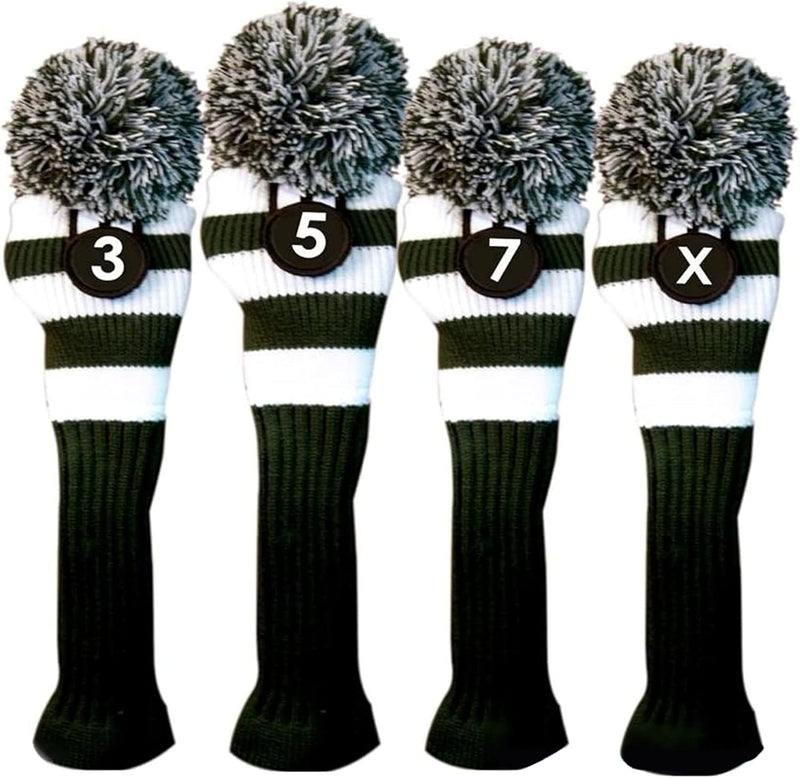 Majek Golf Club 3 5 7 X White and Green Limited Edition Fairway Headcovers