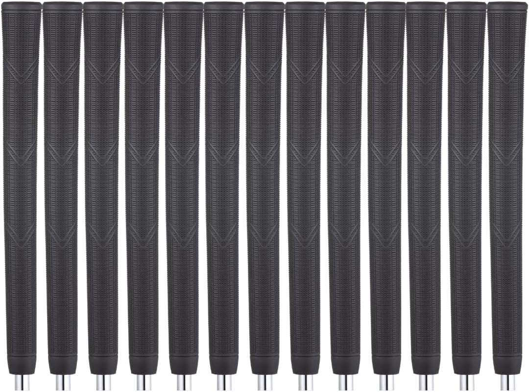 Majek Golf Club Grips Super Jumbo Arthritic Extra Large Tour 360 Degree Black - NO LOGO - Round .600 Extra Large XL XXL Great for Senior Golfers with Big Hands - Premium Rubber Golf Grips - 13 Pack High Traction Arthritic Grips