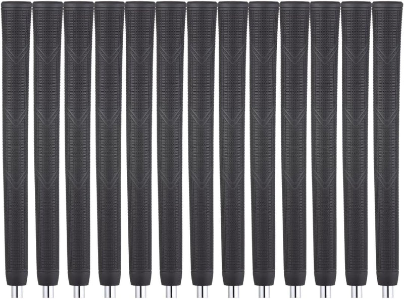 Majek Golf Club Grips Super Jumbo Arthritic Extra Large Tour 360 Degree Black - NO LOGO - Round .600 Extra Large XL XXL Great for Senior Golfers with Big Hands - Premium Rubber Golf Grips - 13 Pack High Traction Arthritic Grips