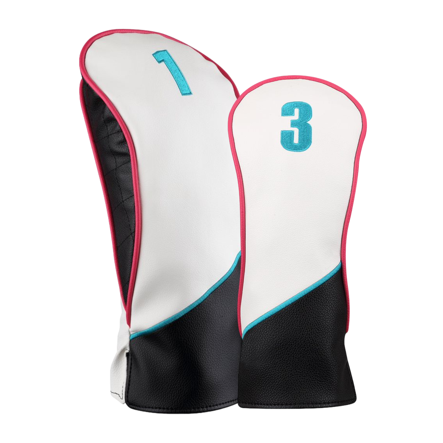 Majek Golf Clubs Premium Protective Pink Teal White and Black Head Covers