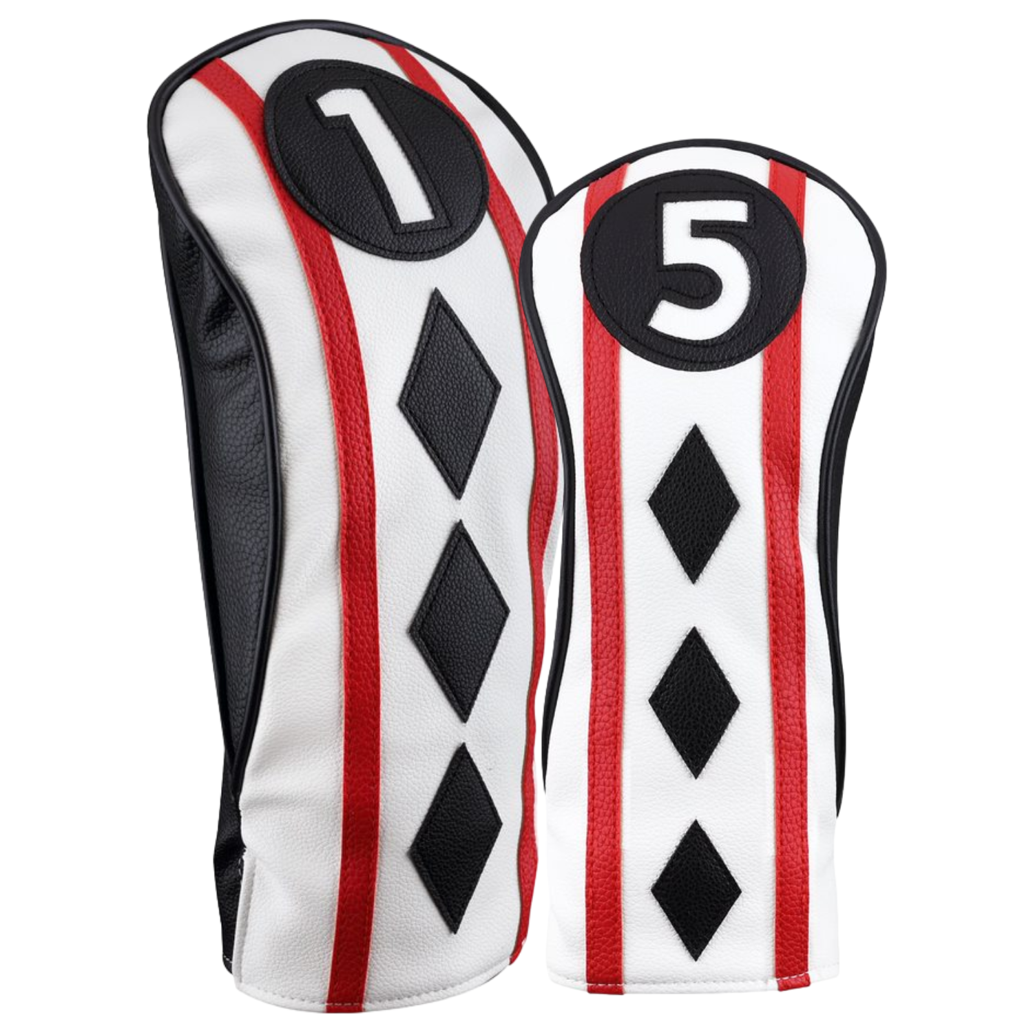 Majek Golf Clubs Club Premium Poker Diamond Protective Hand Made Black Red White Head Covers