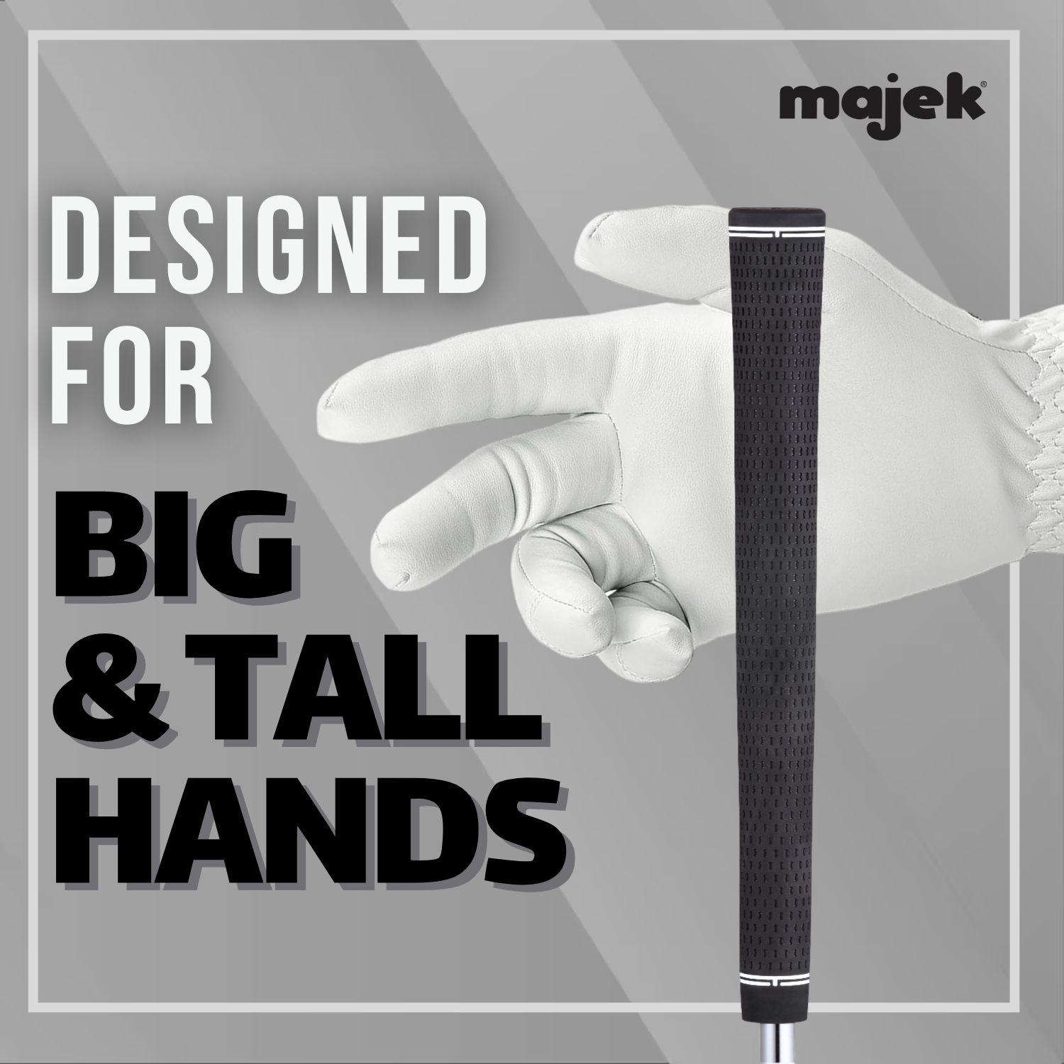 Grip Kit: Tape + Clamp Majek Golf Club Grips Super Jumbo Extra Large Tour 360 Degree Black - NO LOGO - Round .600 Extra Large XL XXL Great for Tall Golfers with Big Hands - Premium Rubber Golf Grips -High Traction