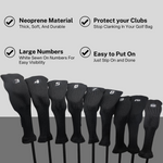 Majek All Hybrid Golf Club Black Sleek Tight Fit Headcover Set and Individual #3-SW Acrylic Head Covers