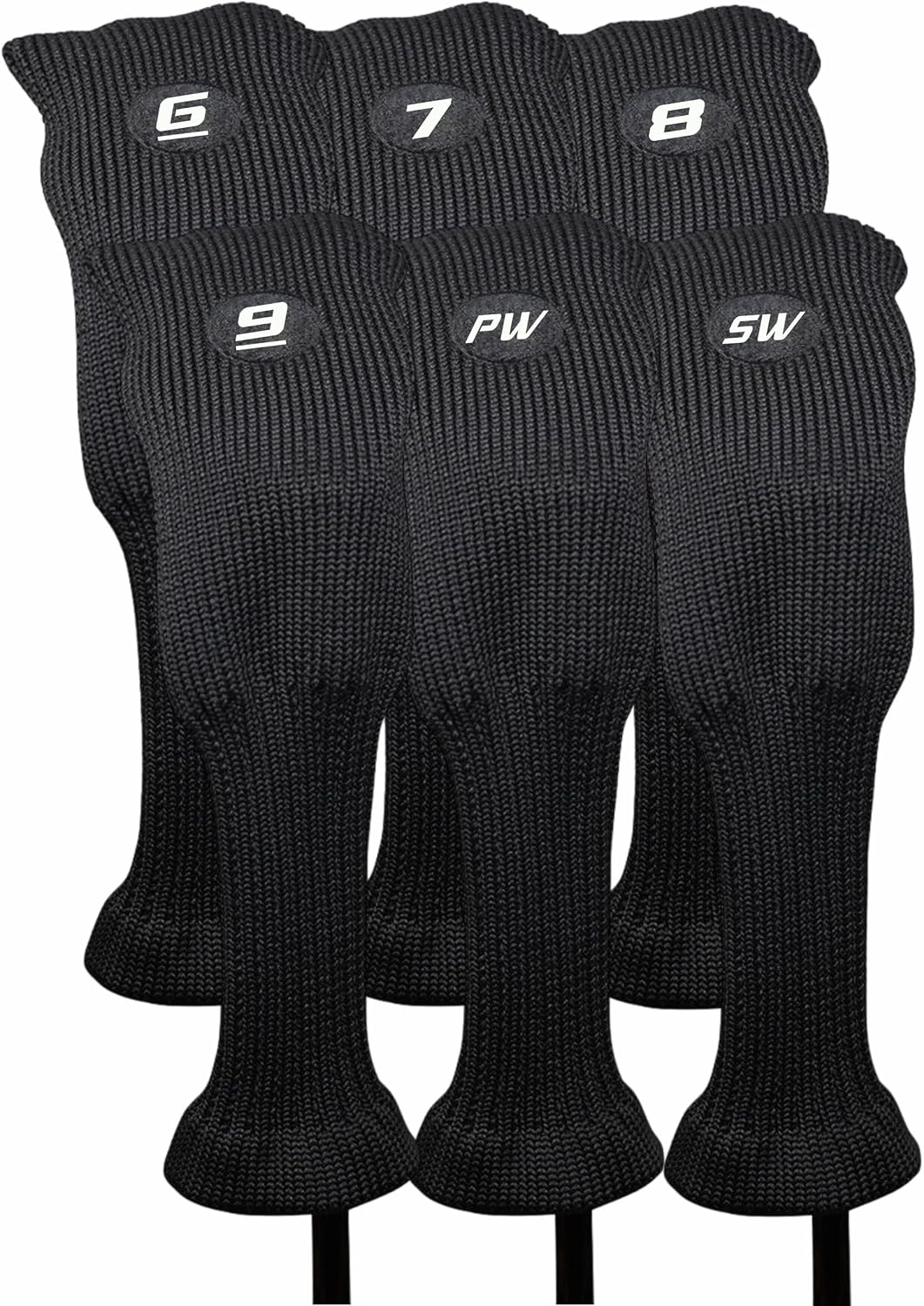 Majek All Hybrid Golf Club Black Sleek Tight Fit Headcover Set and Individual #3-SW Acrylic Head Covers