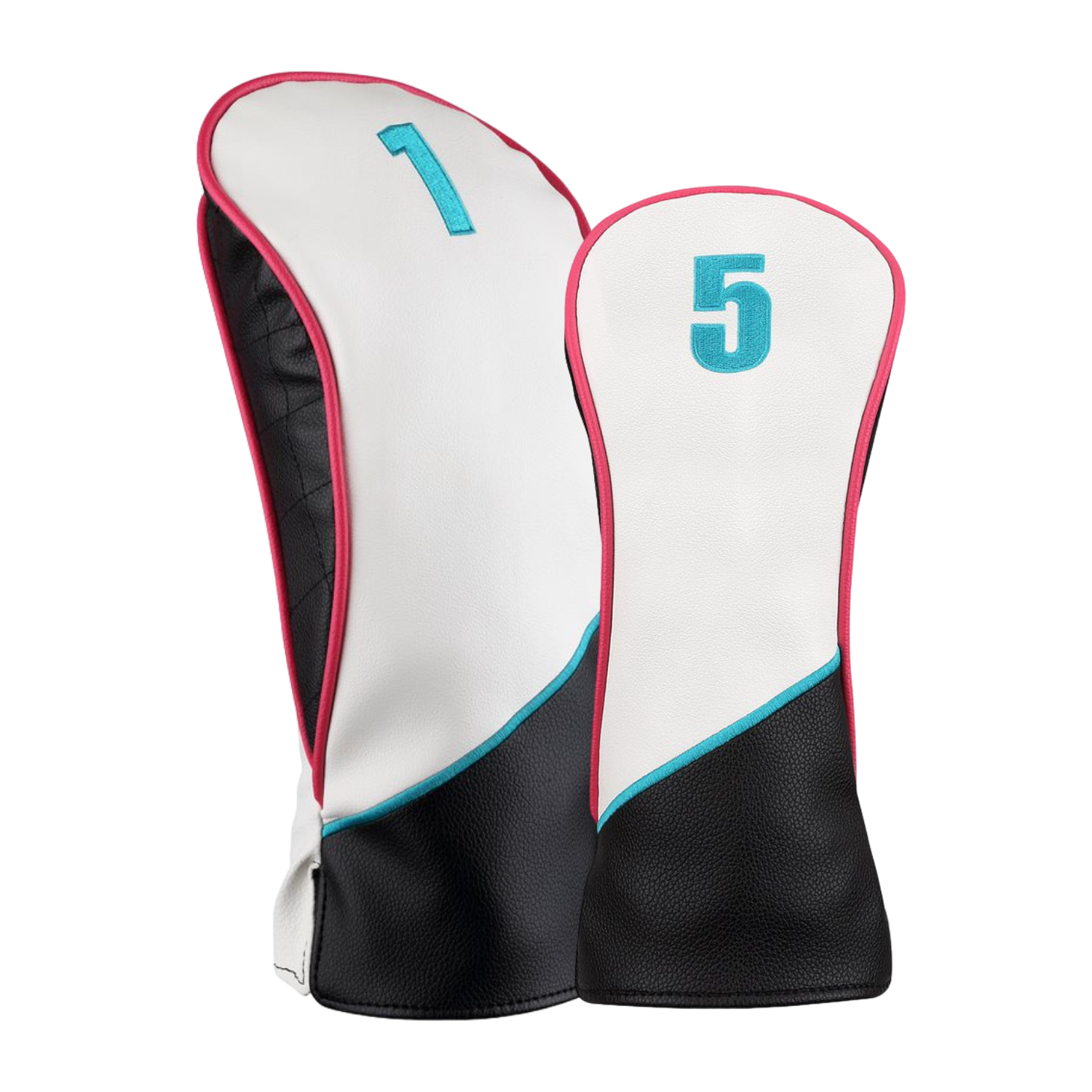 Majek Golf Clubs Premium Protective Pink Teal White and Black Head Covers