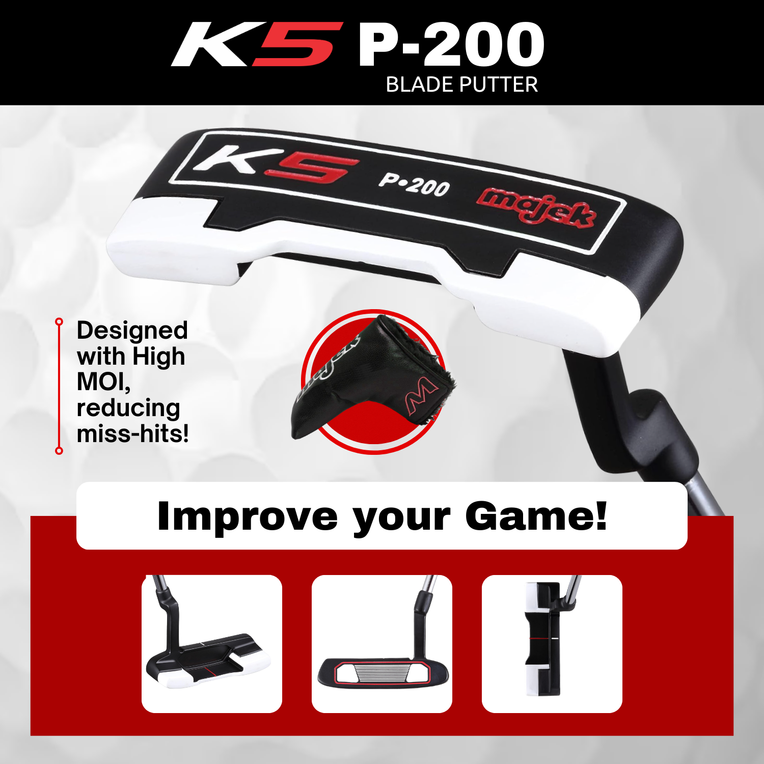 Majek Lady Golf Package: 12.5 Driver + 3/5 Wood + 3-PW Hybrid Set + P-200 Blade Putter with Headcovers and Black Teal Golf Bag