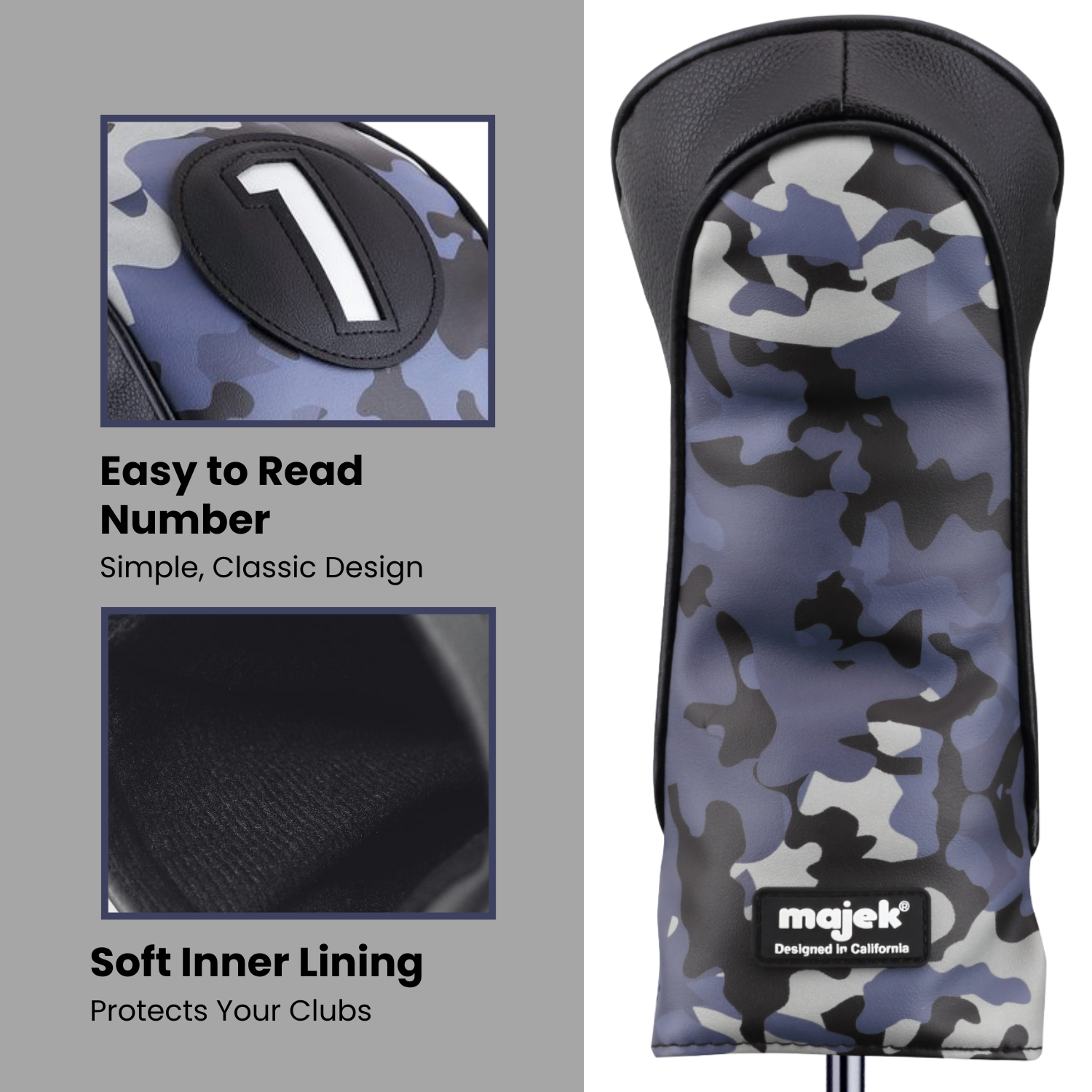 Majek Black and Blue Camo Head Covers