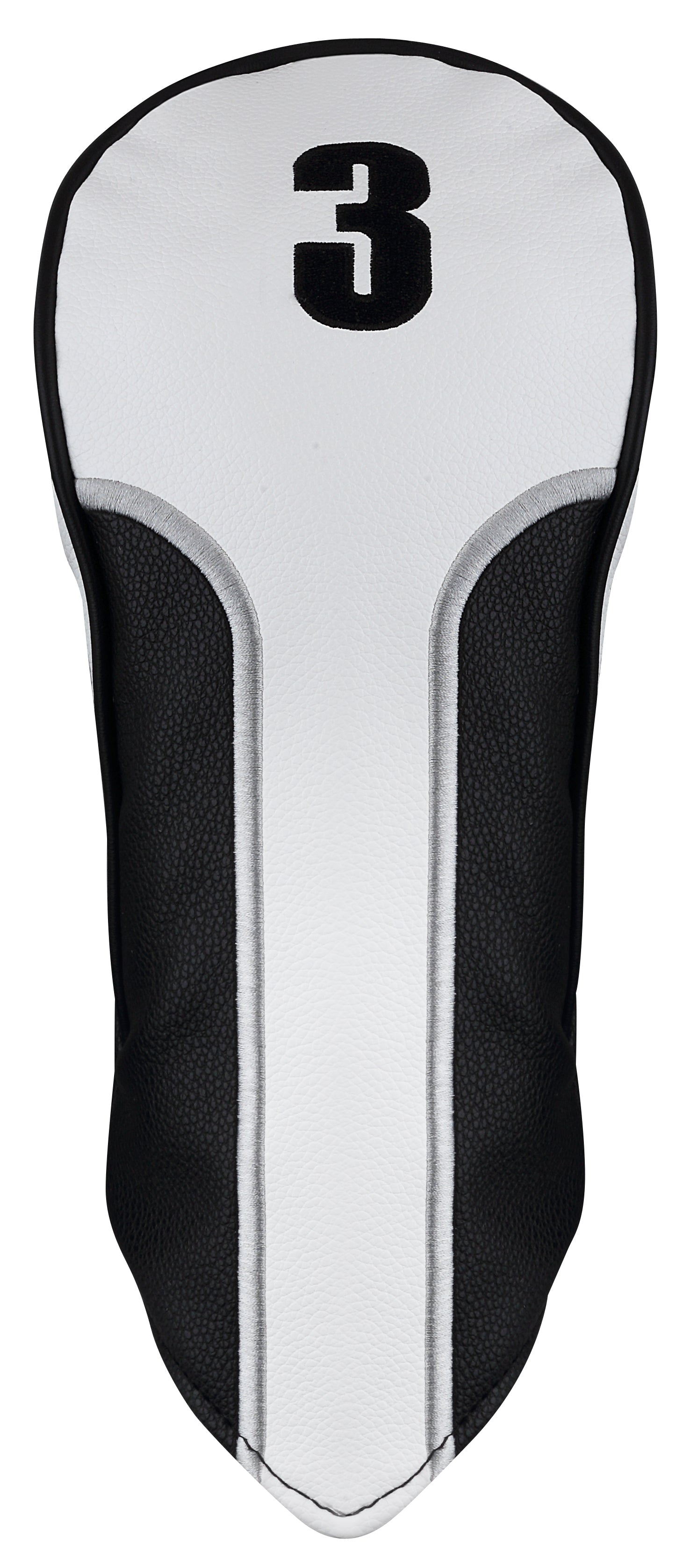 Majek Golf Clubs Premium Protective White Silver & Black Striped  Driver and Fairway Wood Head Covers #1/3/5/X