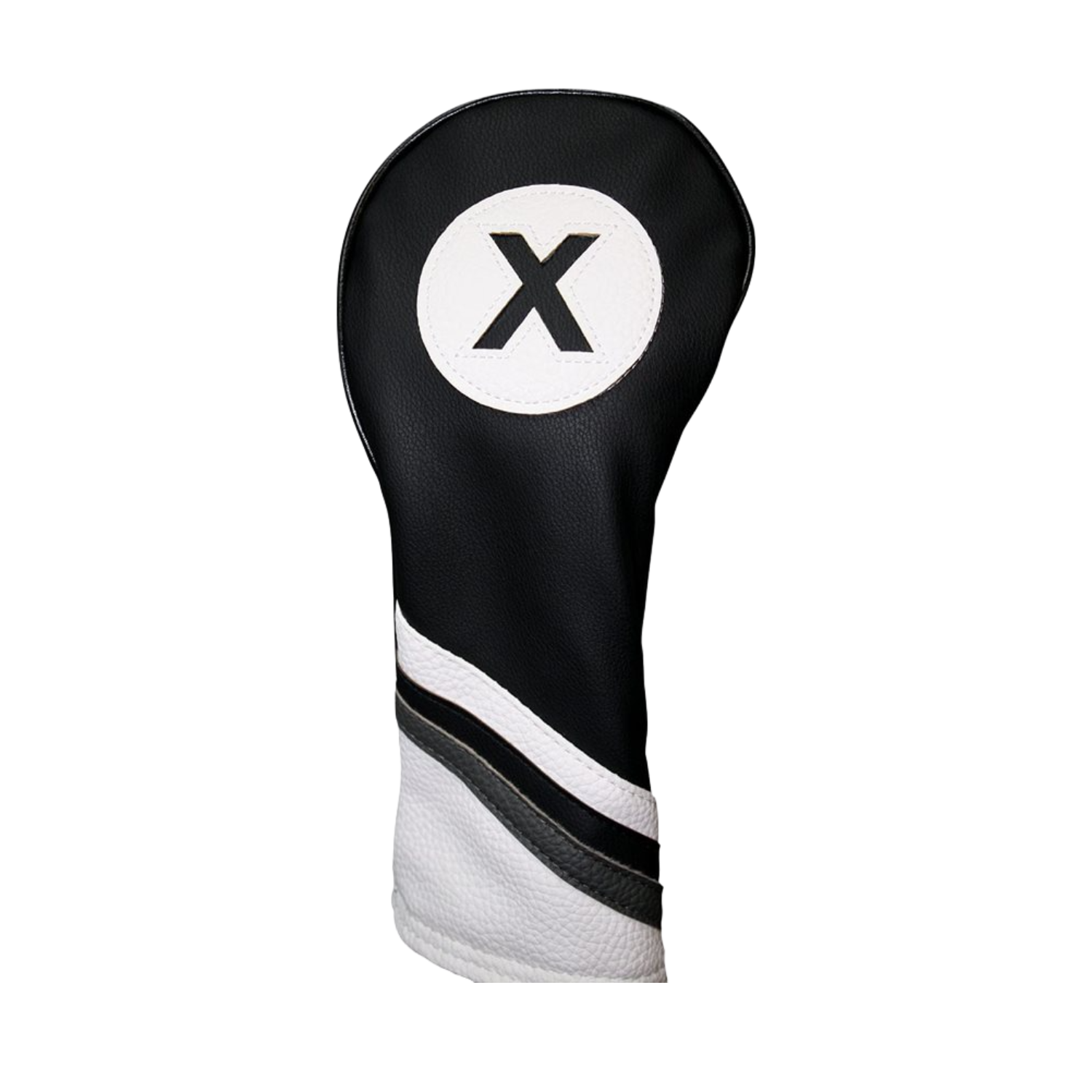 Majek Golf Headcovers Black and White Leather Style Driver Fairway Hybrid Head Covers Fits 460cc Drivers