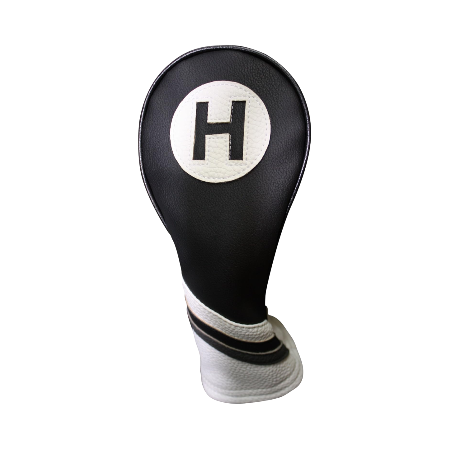 Majek Golf Headcovers Black and White Leather Style Driver Fairway Hybrid Head Covers Fits 460cc Drivers
