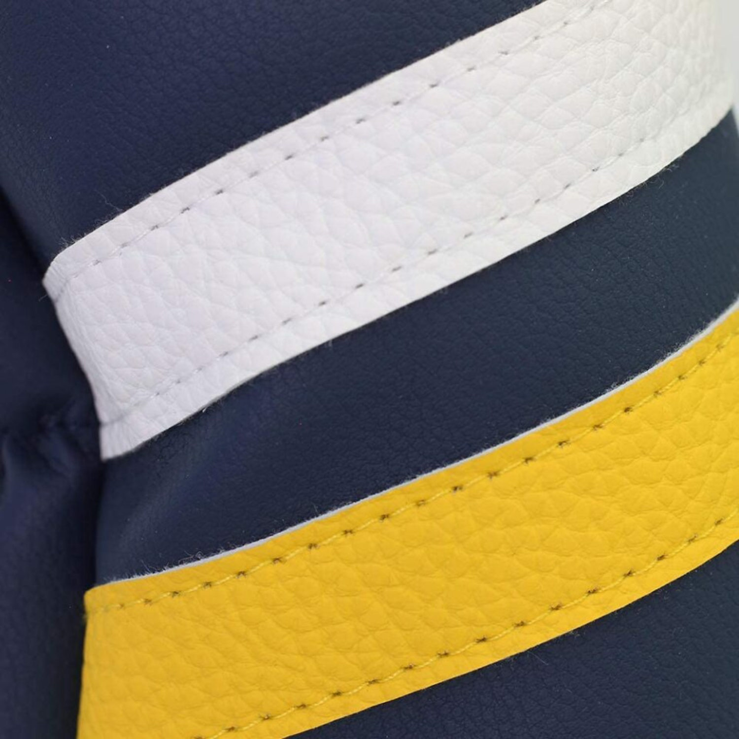 Majek Retro Golf Headcovers Blue White and Yellow Vintage Leather Style 1 3 5 Driver Fairway and Hybrid Head Covers Fits 460cc Drivers Classic Look