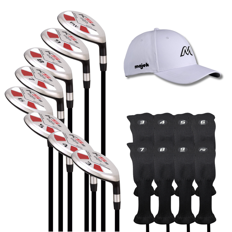 Majek Golf K5 Senior Lady All True Hybrid Clubs Complete Full Hybrid Set Includes #3,4,5,6,7,8,9,PW + Headcover Set & Majek Golf Hat