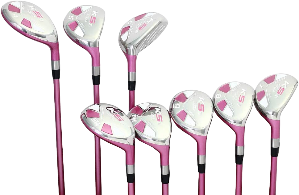 Majek K5s Pink Ladies Golf Hybrids Irons Set Womens All True Hybrid Ultra Light Weight Forgiving Includes 4-SW