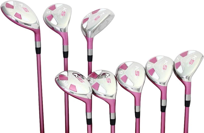 Majek K5s Pink Ladies Golf Hybrids Irons Set Womens All True Hybrid Ultra Light Weight Forgiving Includes 4-SW