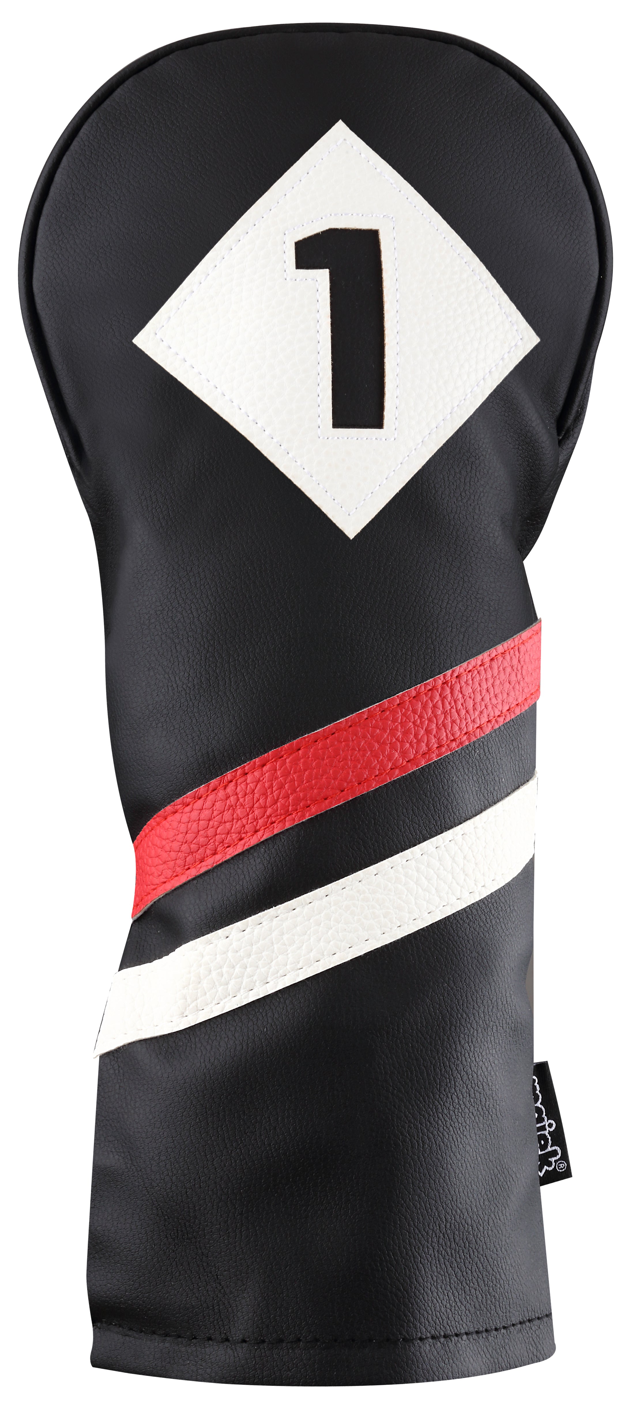 Majek Retro Golf Headcovers Black Red and White Vintage Leather Style 1 3 5 X H Driver Fairway and Hybrid Head Covers Fits 460cc Drivers Classic Look