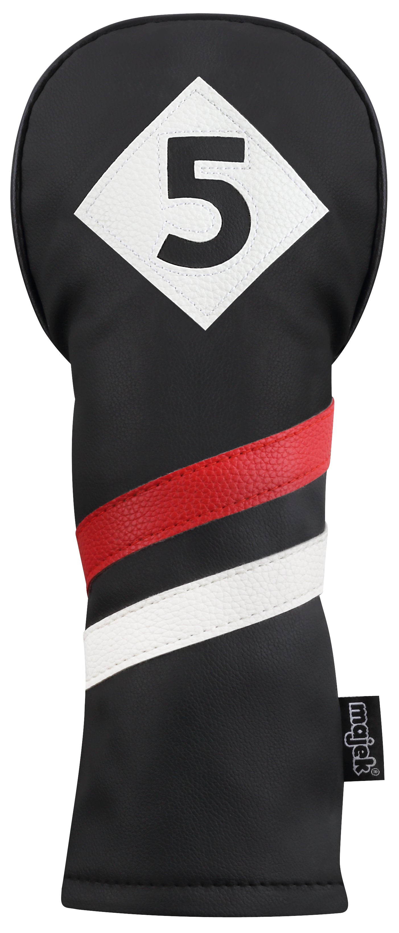 Majek Retro Golf Headcovers Black Red and White Vintage Leather Style 1 3 5 X H Driver Fairway and Hybrid Head Covers Fits 460cc Drivers Classic Look