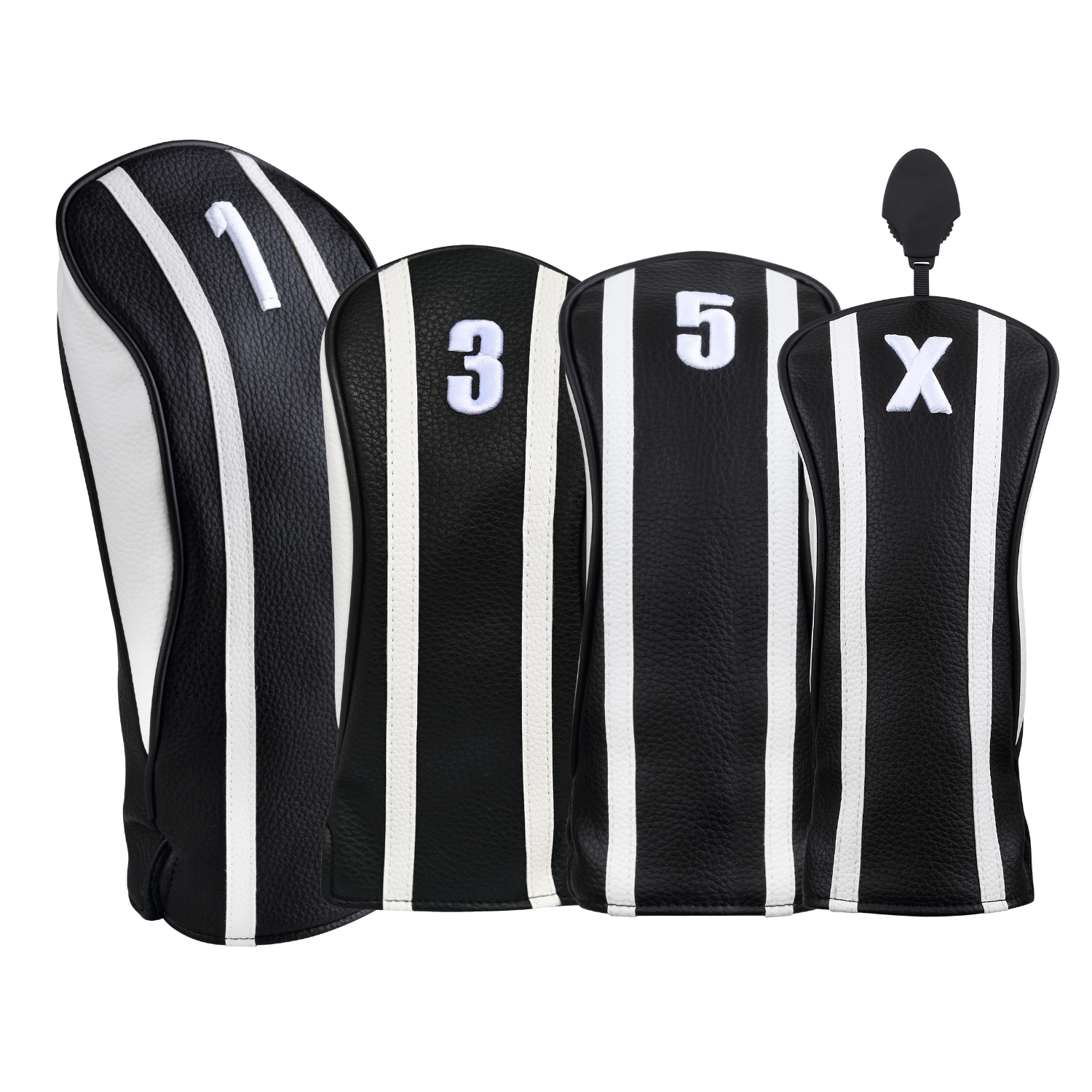 Majek Golf Clubs Premium Protective Black& White Striped  Driver and Fairway Wood Head Covers #1/3/5/X
