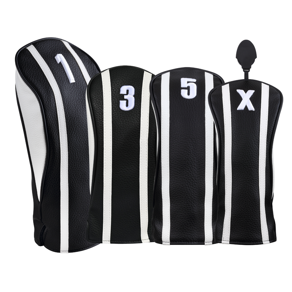 Majek Golf Clubs Premium Protective Black& White Striped Driver and Fa
