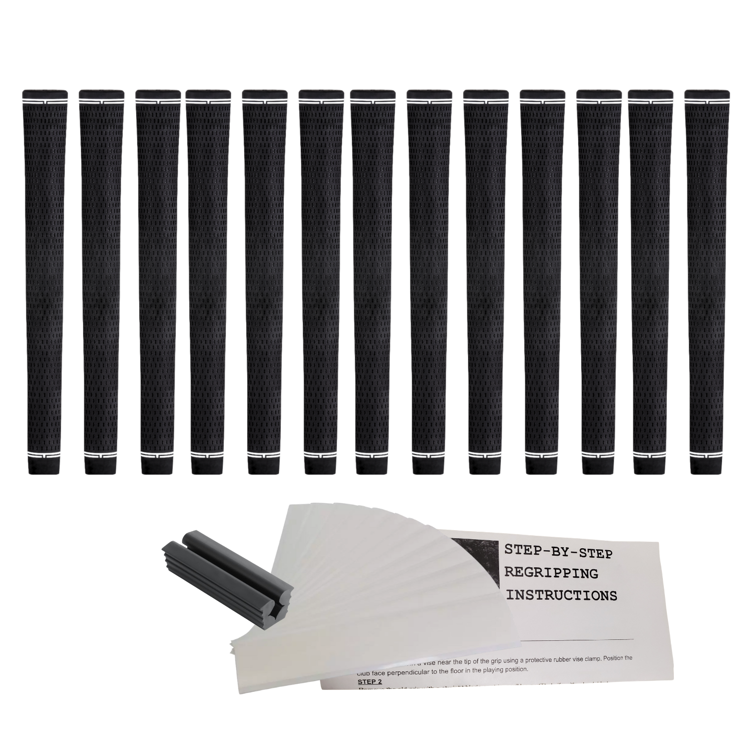 Grip Kit: Tape + Clamp Majek Golf Club Grips Super Jumbo Extra Large Tour 360 Degree Black - NO LOGO - Round .600 Extra Large XL XXL Great for Tall Golfers with Big Hands - Premium Rubber Golf Grips -High Traction