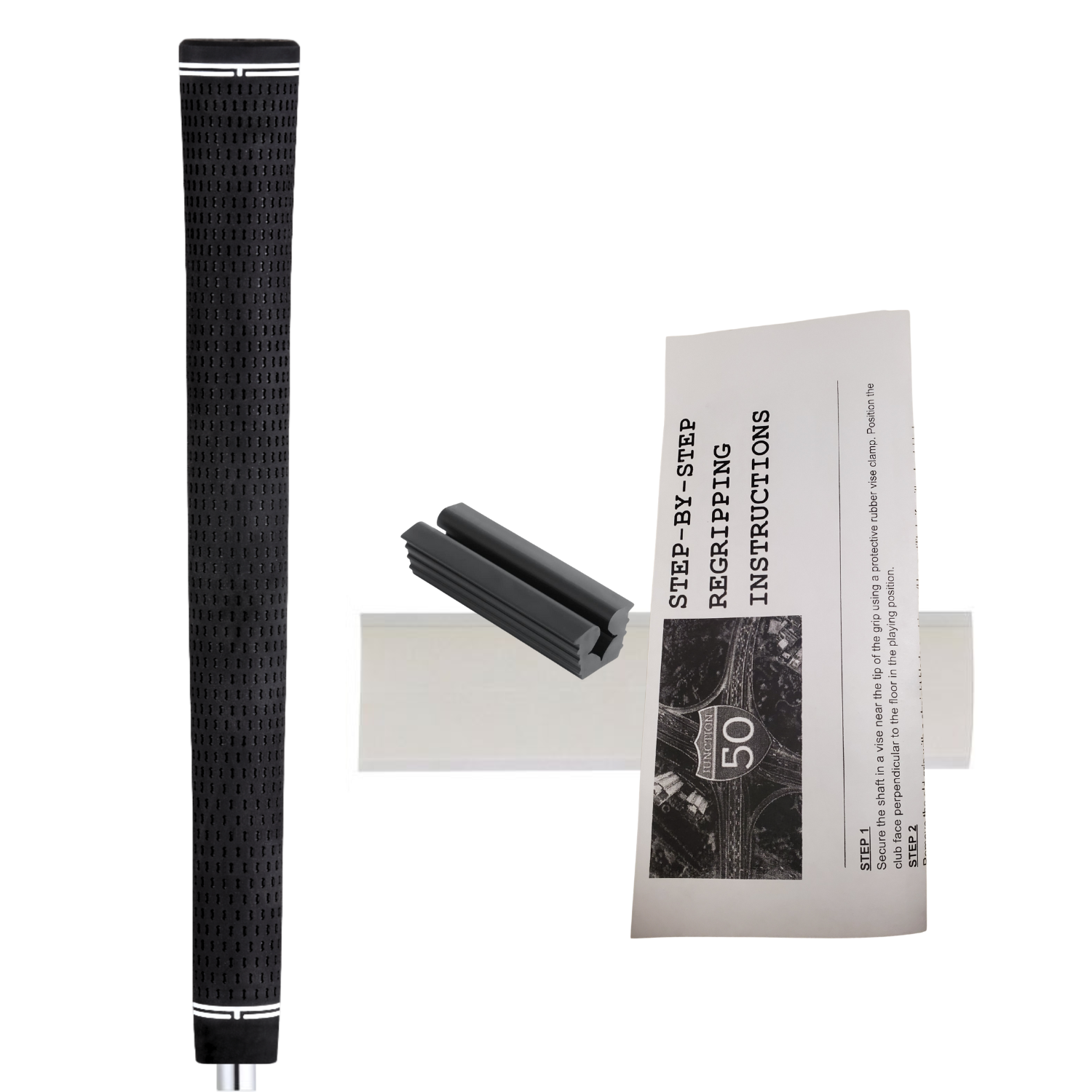 Grip Kit: Tape + Clamp Majek Golf Club Grips Super Jumbo Extra Large Tour 360 Degree Black - NO LOGO - Round .600 Extra Large XL XXL Great for Tall Golfers with Big Hands - Premium Rubber Golf Grips -High Traction