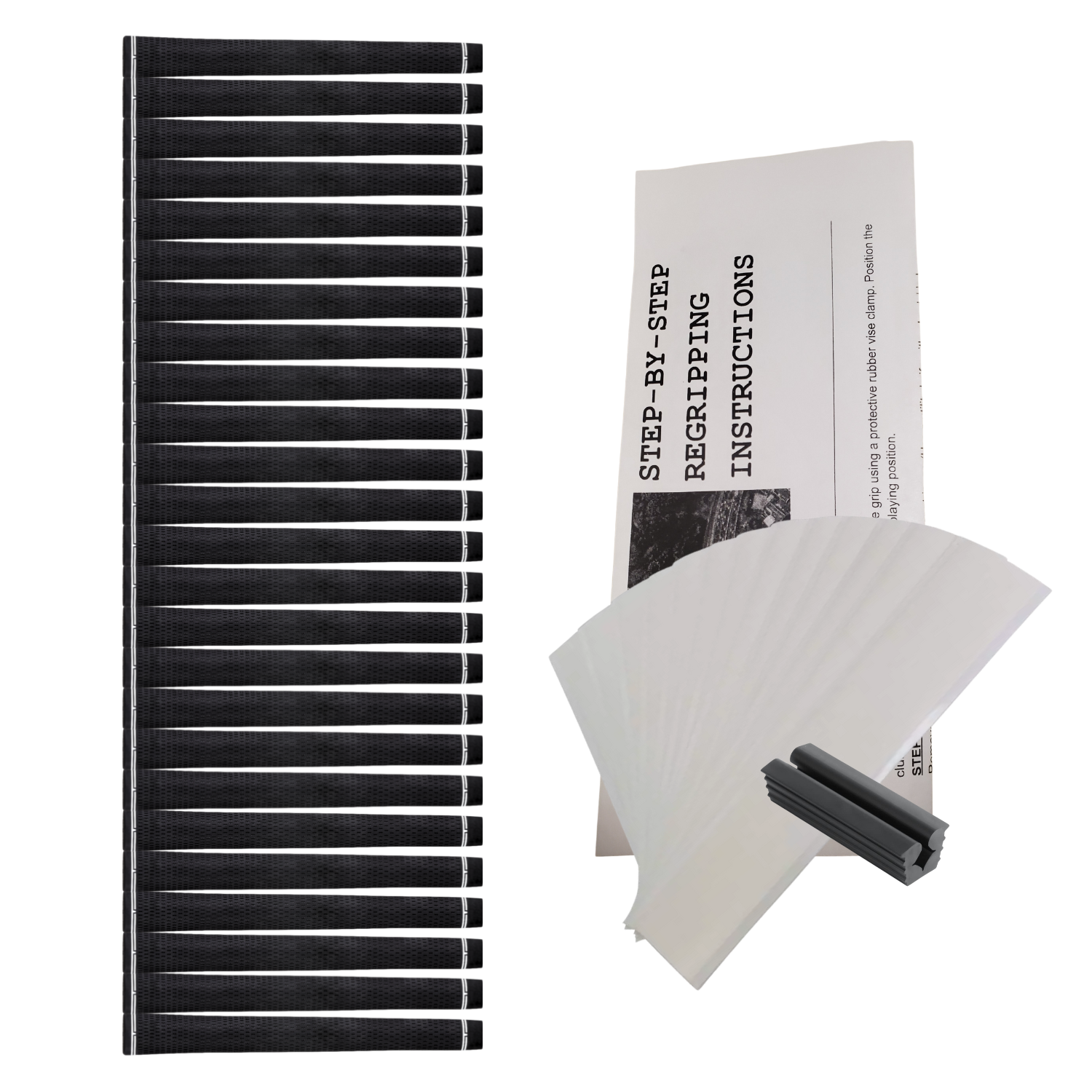 Grip Kit: Tape + Clamp Majek Golf Club Grips Super Jumbo Extra Large Tour 360 Degree Black - NO LOGO - Round .600 Extra Large XL XXL Great for Tall Golfers with Big Hands - Premium Rubber Golf Grips -High Traction