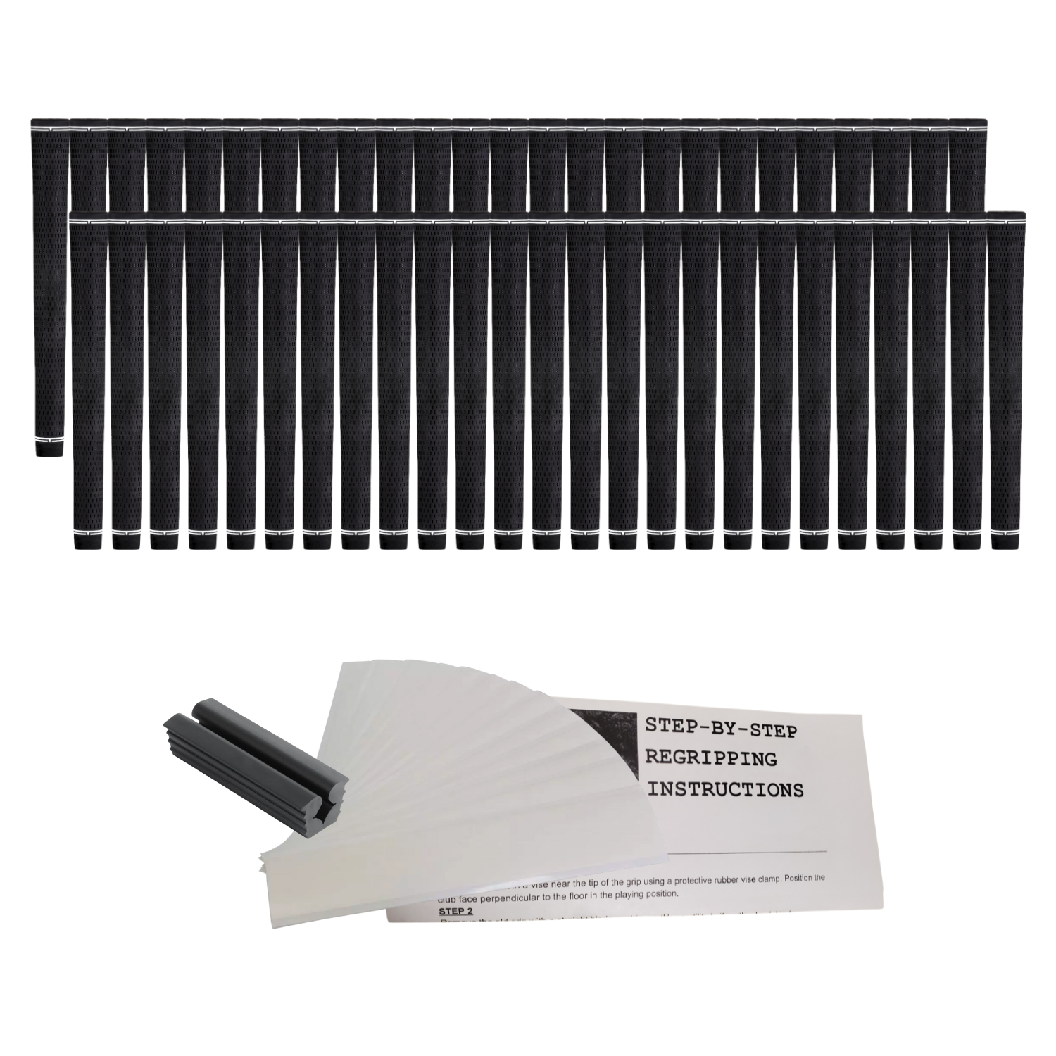 Grip Kit: Tape + Clamp Majek Golf Club Grips Super Jumbo Extra Large Tour 360 Degree Black - NO LOGO - Round .600 Extra Large XL XXL Great for Tall Golfers with Big Hands - Premium Rubber Golf Grips -High Traction