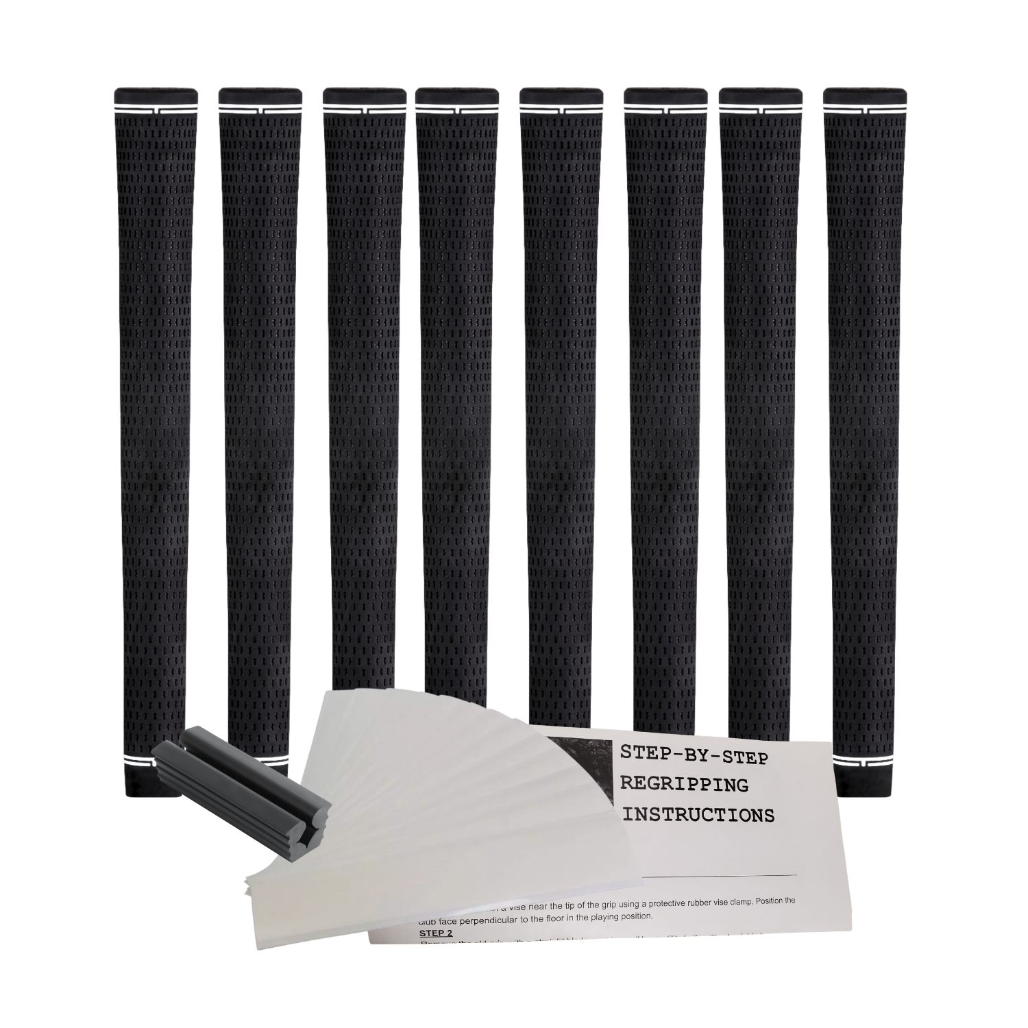 Grip Kit: Tape + Clamp Majek Golf Club Grips Super Jumbo Extra Large Tour 360 Degree Black - NO LOGO - Round .600 Extra Large XL XXL Great for Tall Golfers with Big Hands - Premium Rubber Golf Grips -High Traction