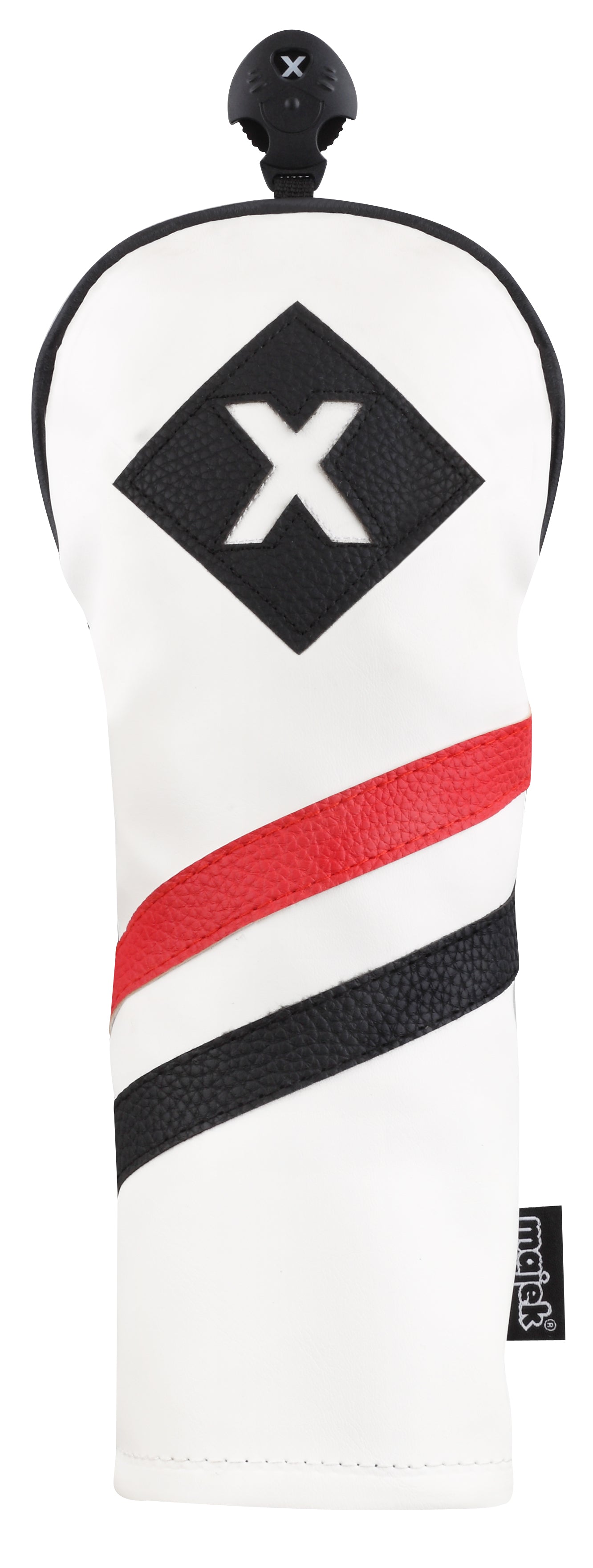 Majek Retro Golf Headcovers White Red and Black Vintage Leather Style 1 3 5 X H Driver Fairway and Hybrid Head Covers Fits 460cc Drivers Classic Look