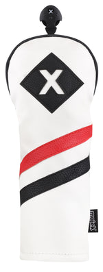 Majek Retro Golf Headcovers White Red and Black Vintage Leather Style 1 3 5 X H Driver Fairway and Hybrid Head Covers Fits 460cc Drivers Classic Look