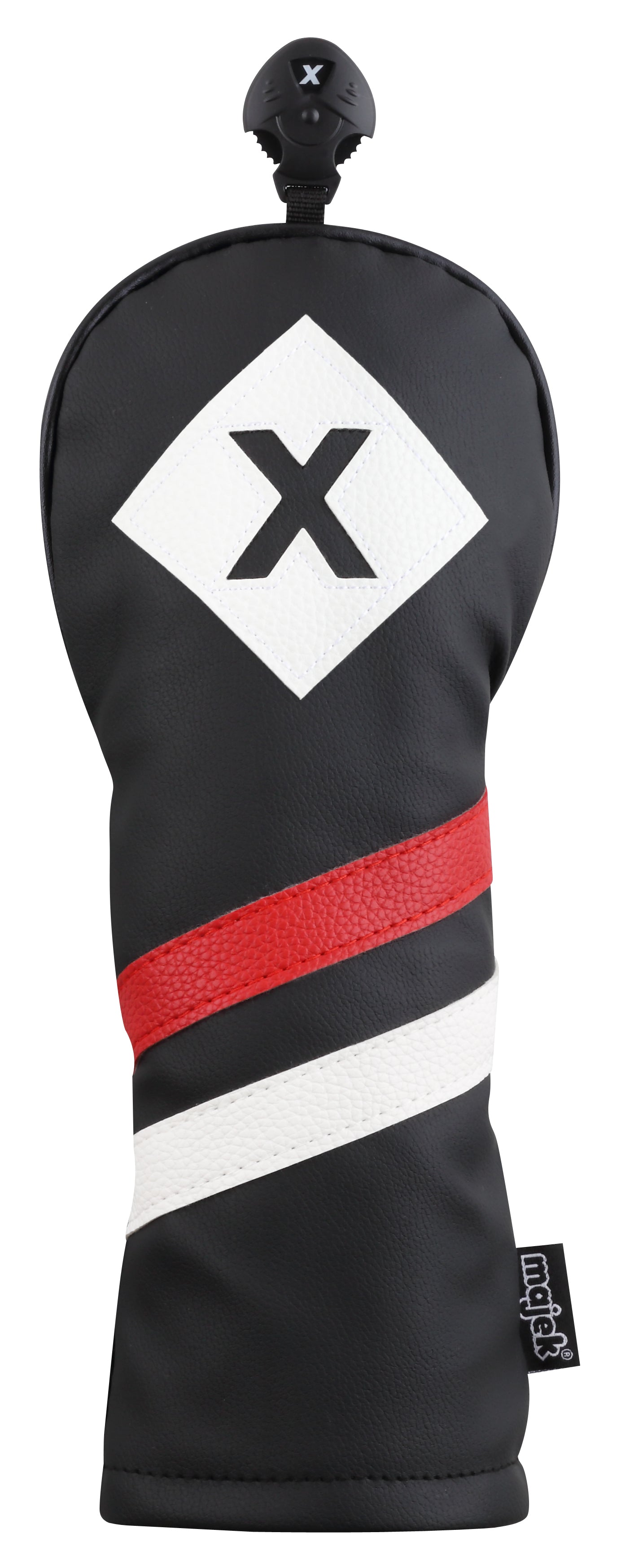 Majek Retro Golf Headcovers Black Red and White Vintage Leather Style 1 3 5 X H Driver Fairway and Hybrid Head Covers Fits 460cc Drivers Classic Look