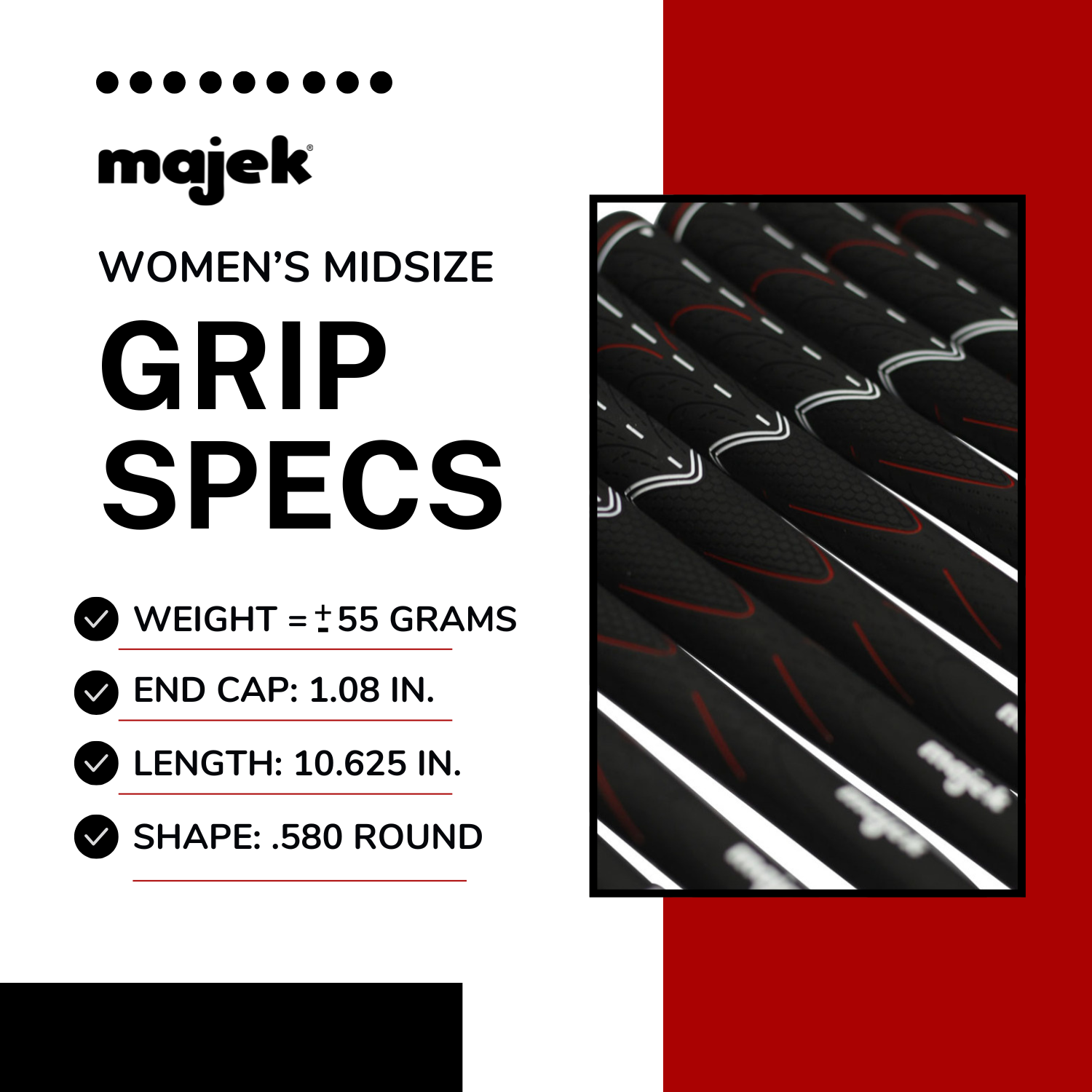 Majek K5 Women's Tour Pro Black 13 Piece Golf Grips