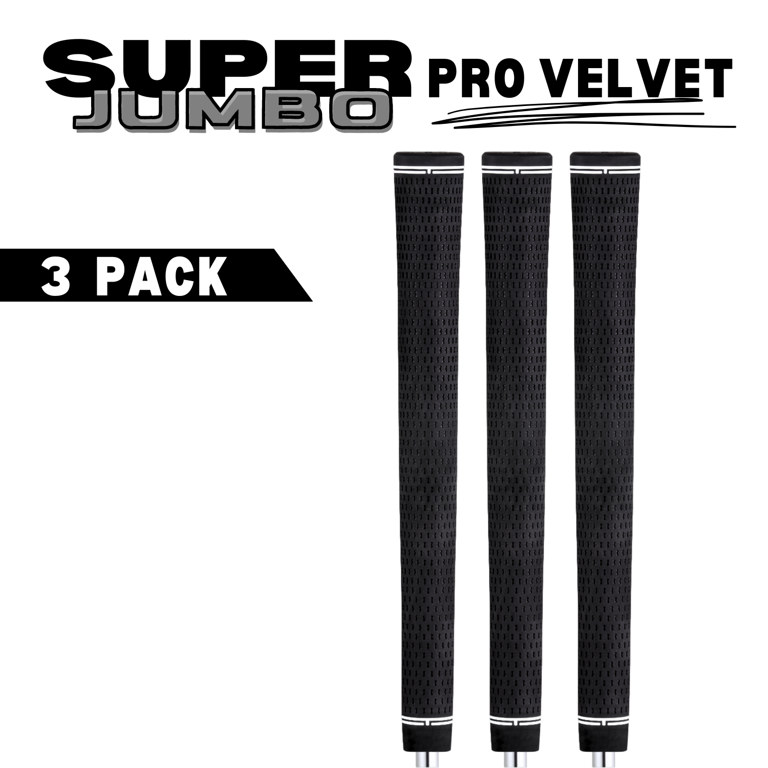 Majek Golf Club Grips Super Jumbo Extra Large Tour 360 Degree Black - NO LOGO - Round .600 Extra Large XL XXL Great for Tall Golfers with Big Hands - Premium Rubber Golf Grips -High Traction