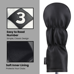 Majek Retro Golf Headcovers White Red and Black Vintage Leather Style 1 3 5 X H Driver Fairway and Hybrid Head Covers Fits 460cc Drivers Classic Look