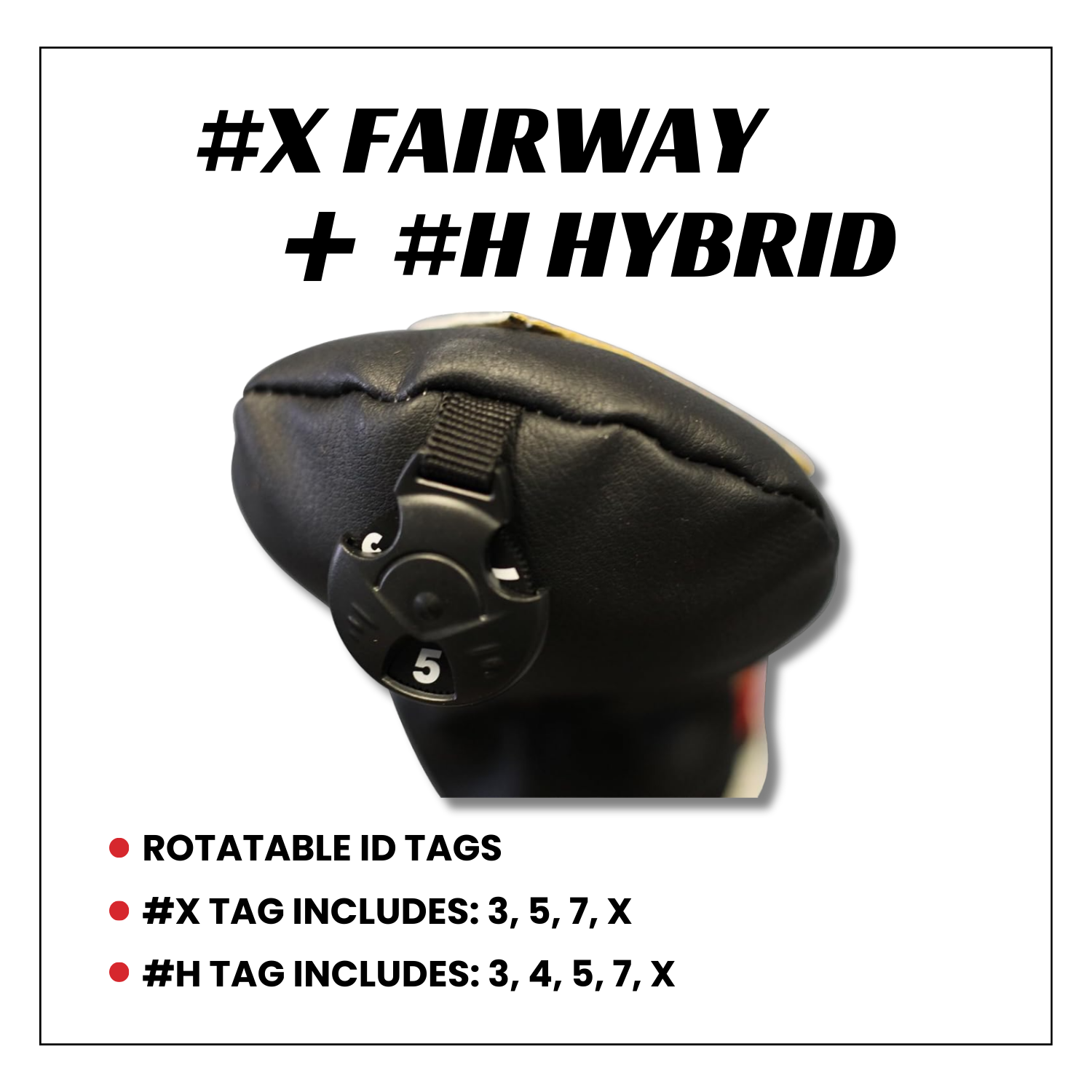 Majek Retro Golf Headcovers White Red and Black Vintage Leather Style 1 3 5 X H Driver Fairway and Hybrid Head Covers Fits 460cc Drivers Classic Look