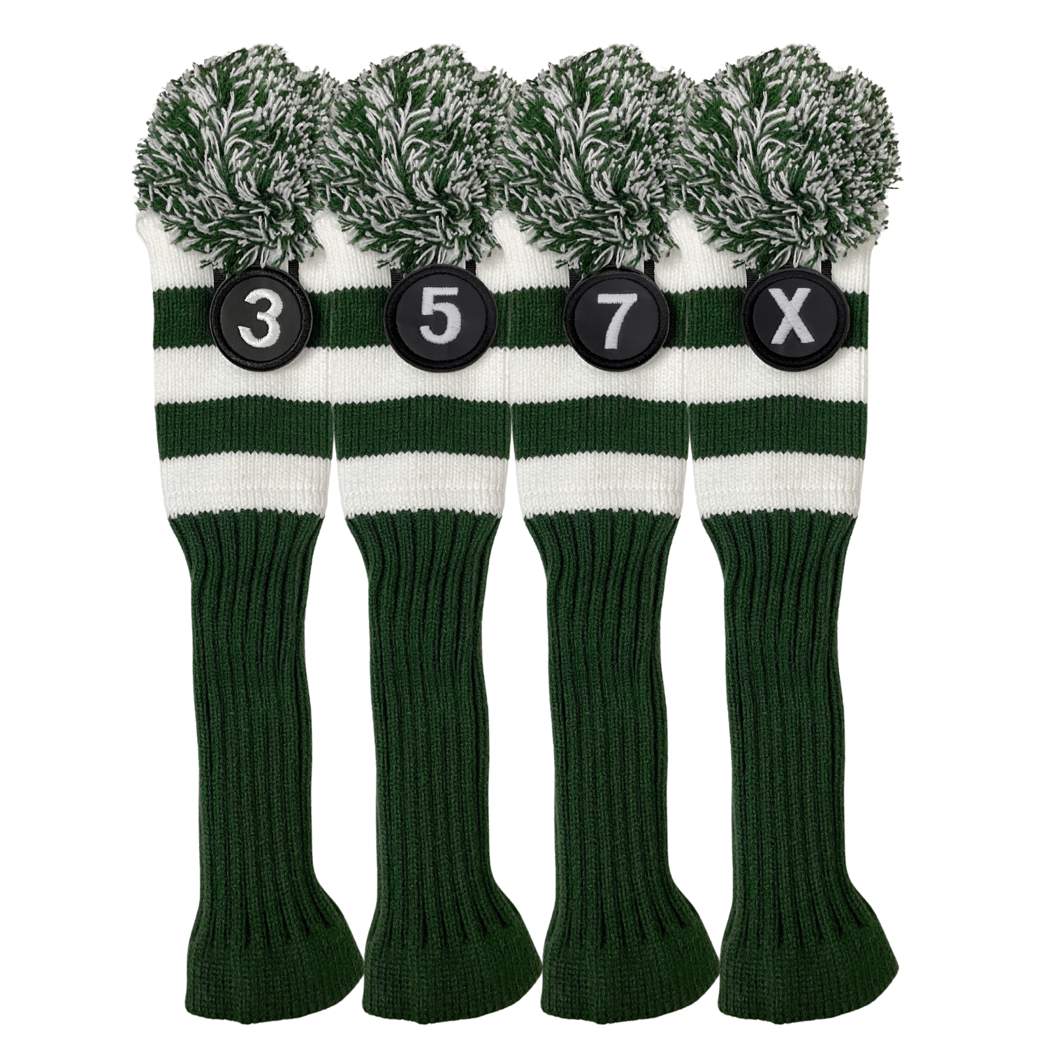 Majek Golf Club 3 5 7 X White and Green Limited Edition Fairway Headcovers