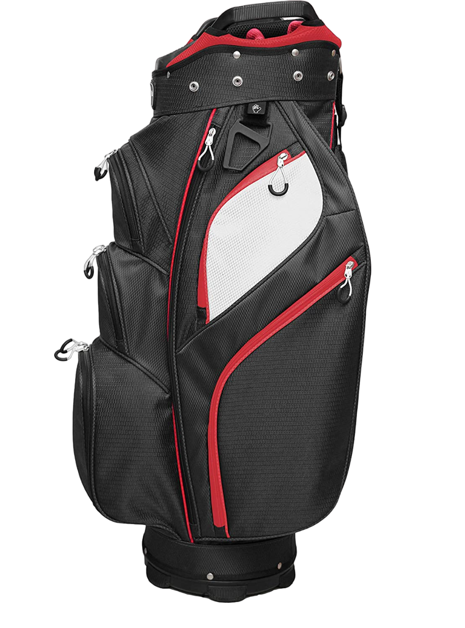 Majek Premium Black Red White Golf Bag 9.5 inch 14-Way Friendly Separator Top with Putter Sleeve