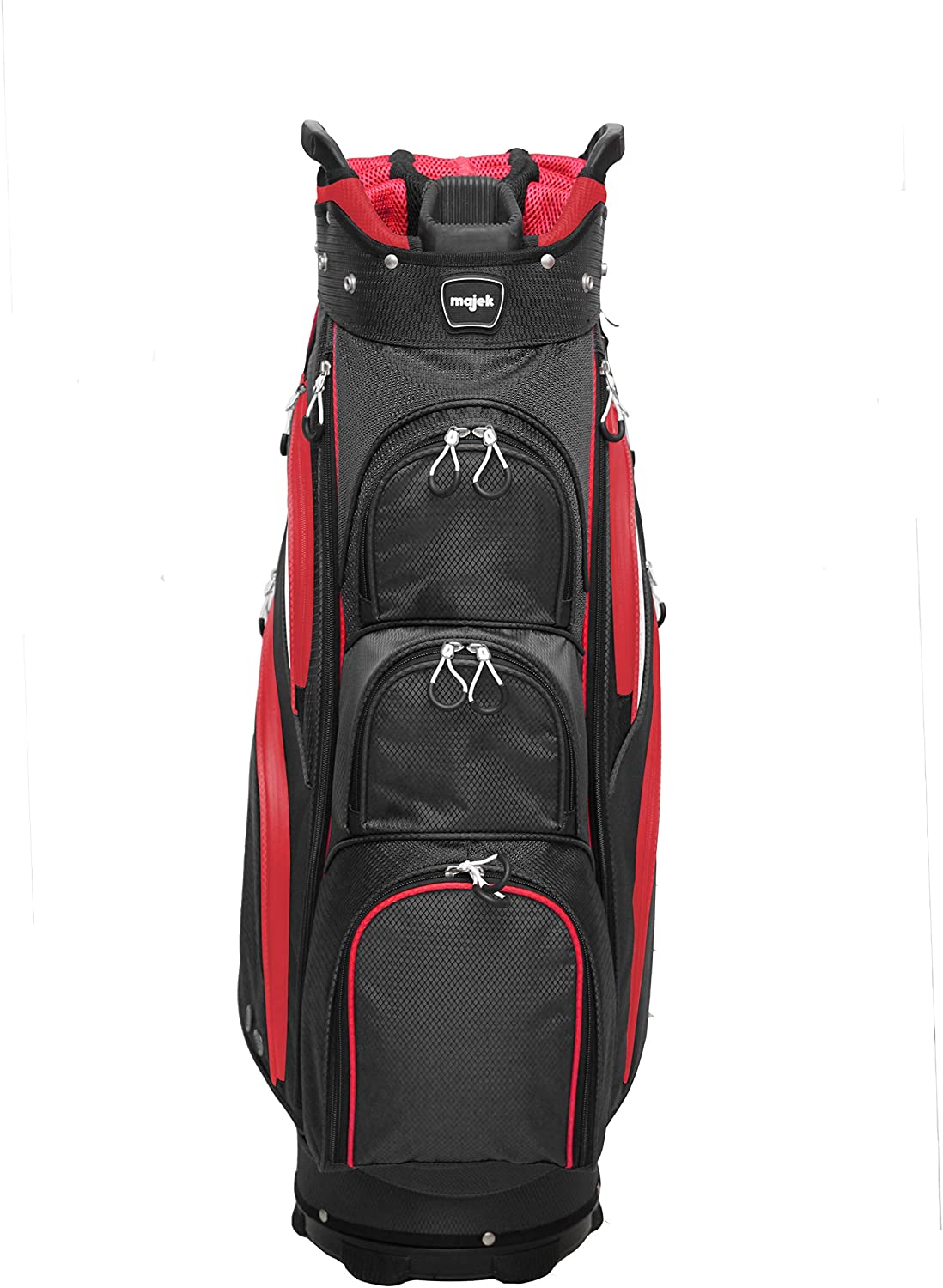 Majek Premium Black Red White Golf Bag 9.5 inch 14-Way Friendly Separator Top with Putter Sleeve