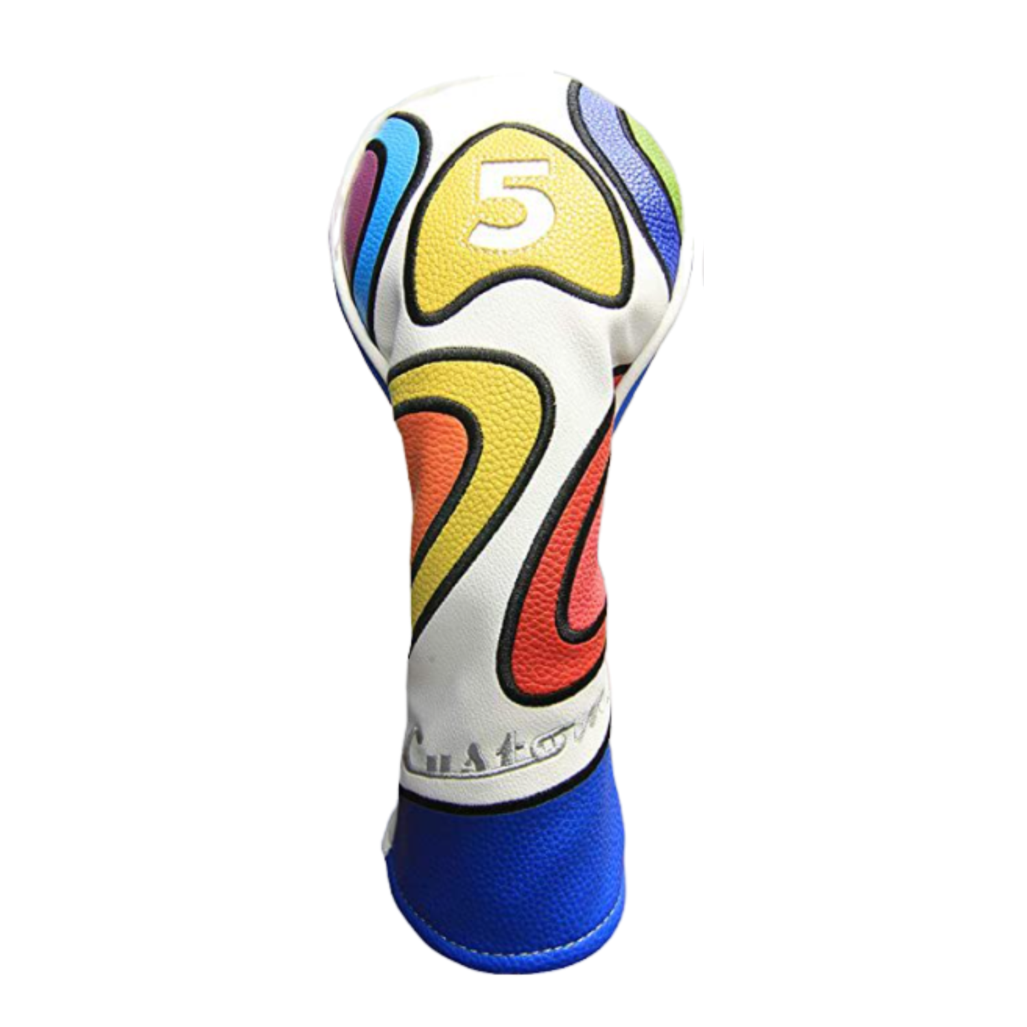 Majek Retro Golf Headcover Limited Edition Vintage Leather Style Psychedelic Colorful Groovy Custom Design #1 3 5 X H Driver Fairway Woods and Hybrid Head Cover