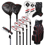 Majek Regular Men's Golf Package: 10.5 Driver + #3 Wood + 4,6,8,PW Hybrid Set + P-200 Blade Putter with Headcovers and Golf Bag